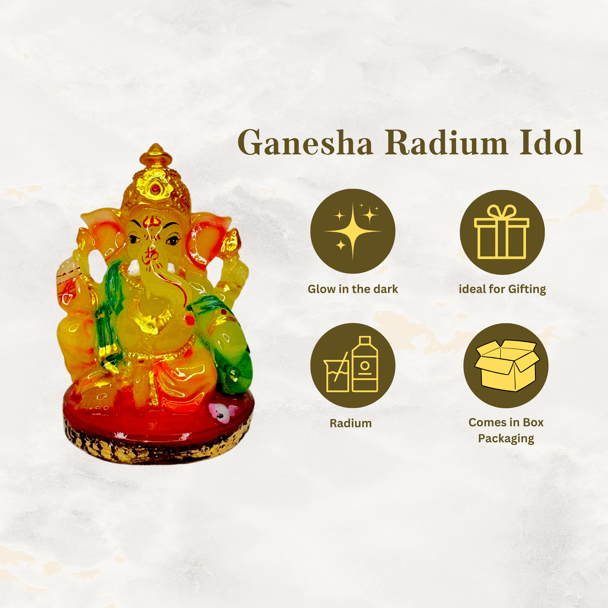 Glow in The Dark Pista Green Radium Ganesha Idol