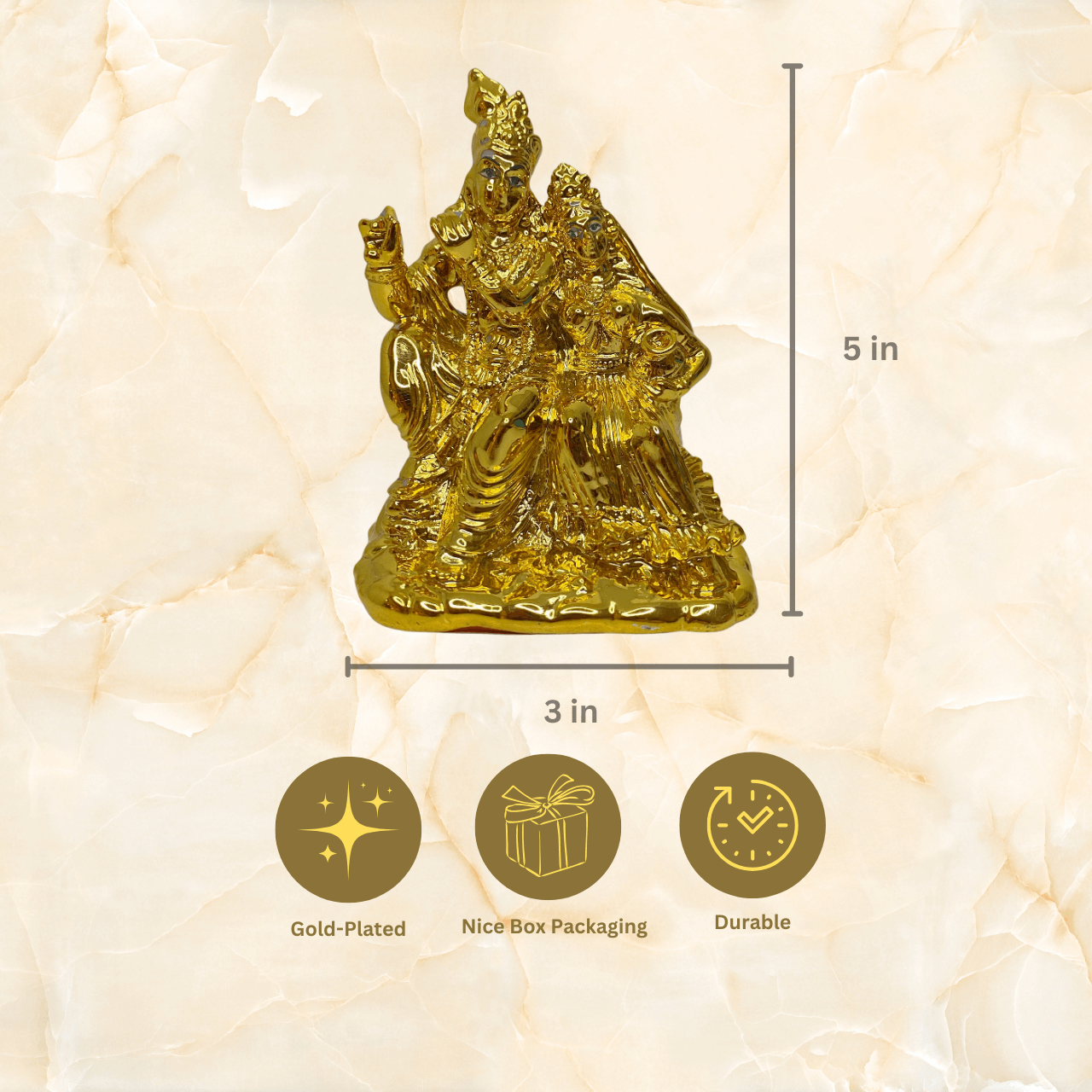 Radha Krishna 24K Gold Plated Idol