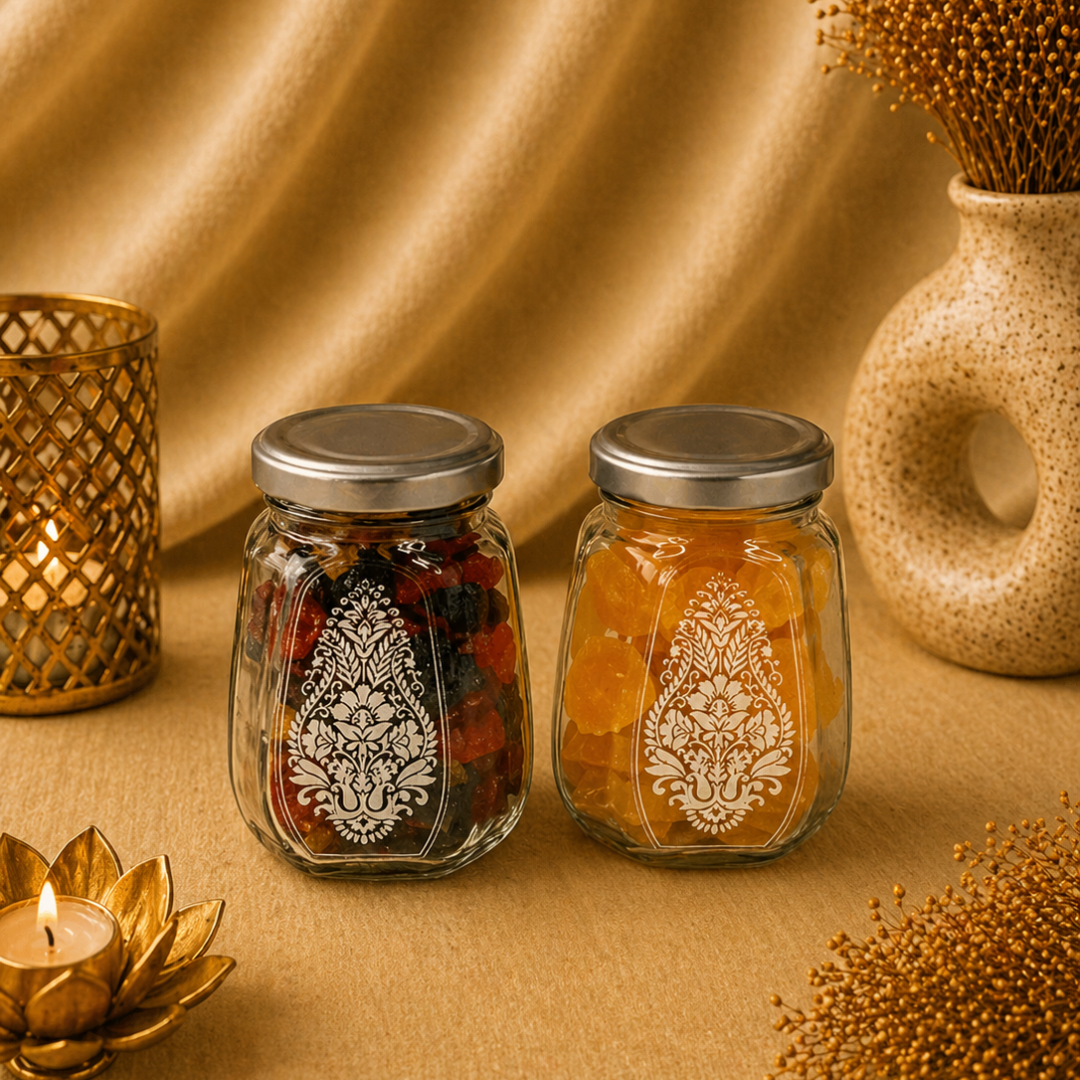 Dry Fruits Corporate Gift Hamper with 4 Jars - Roasted Almonds, Breakfast Mix, Pineapple Coins & Mixed Berries