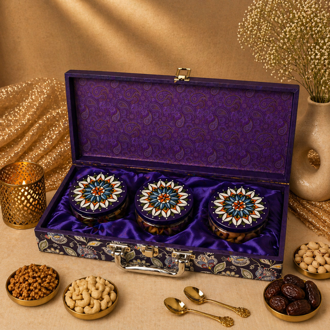 Dry Fruits Corporate Gift Hamper with 3 Jars - Roasted Almonds, Pineapple Coins & Mixed Berries