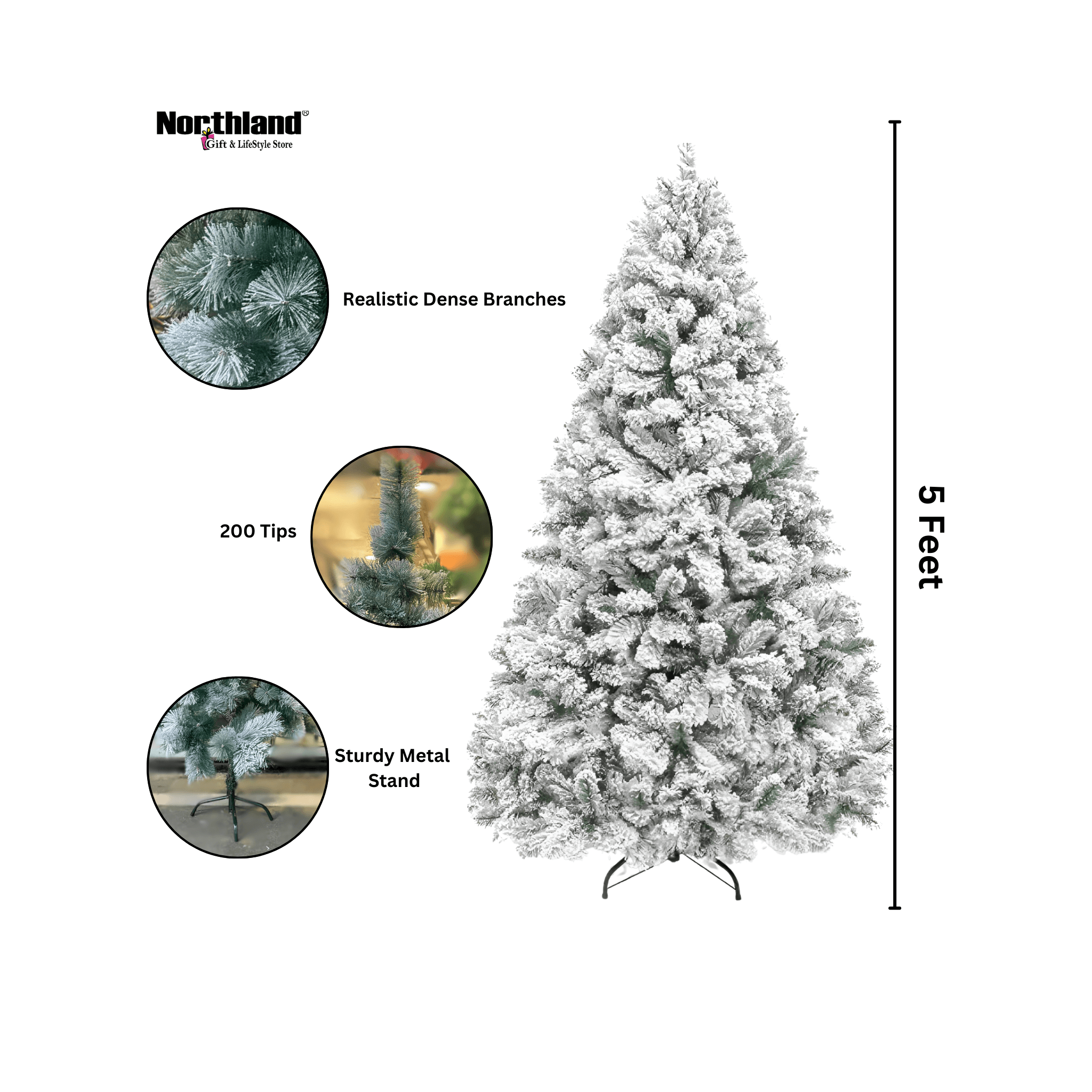 Snow Christmas Tree 5 feet Green