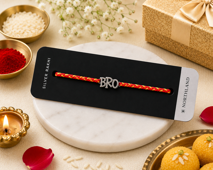 925 Pure Silver Bro Rakhi for Brother Bhai | Silver Rakhi with Roli Chawal Pack & Greeting Card