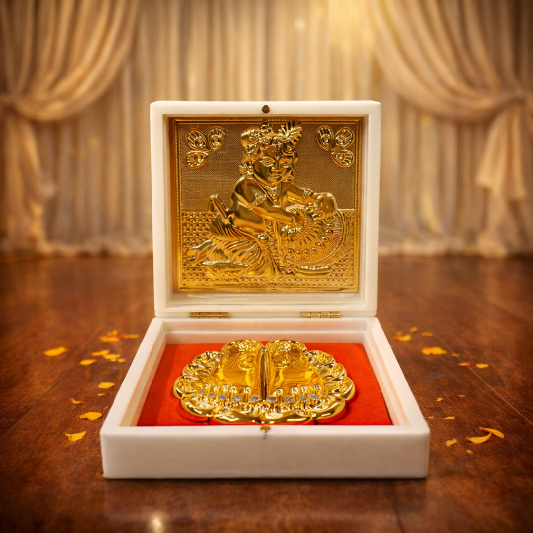 24KT Gold Plated Laddu Gopal with Charan Paduka