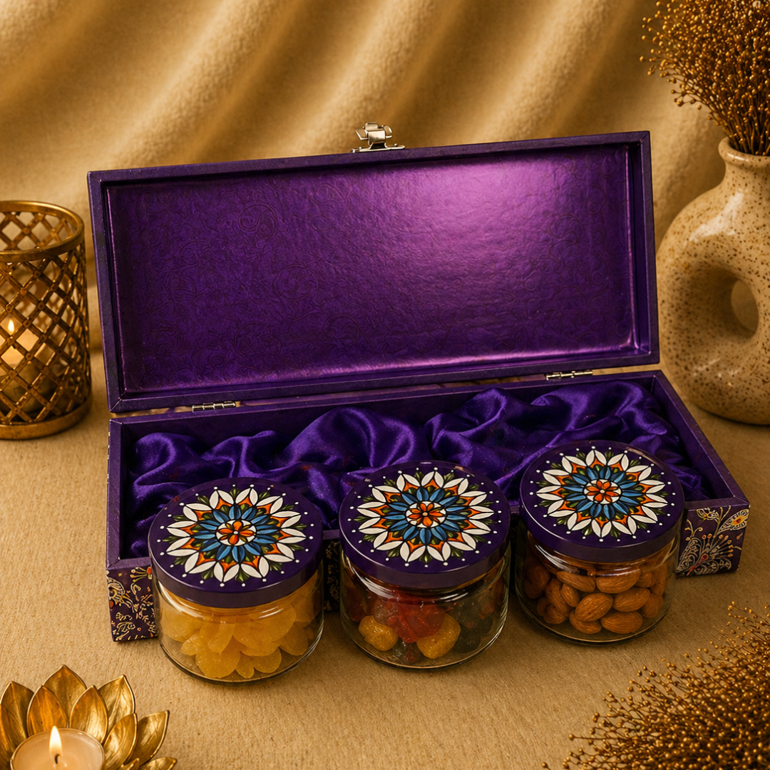 Dry Fruits Corporate Gift Hamper with 3 Jars - Roasted Almonds, Pineapple Coins & Mixed Berries