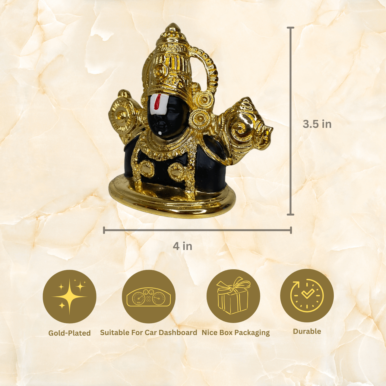 Tirupati Balaji 24KT Gold Plated Idol