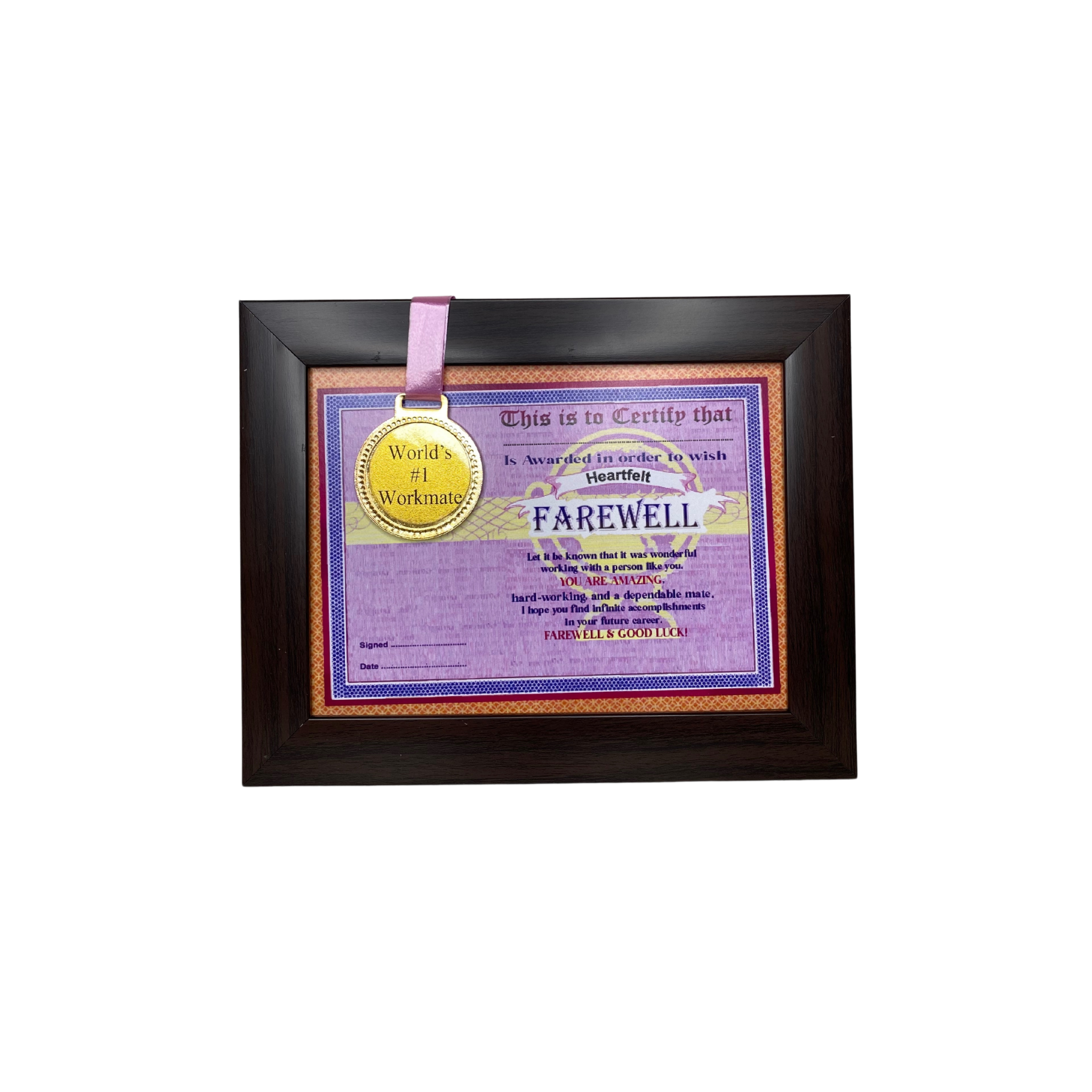 The World's Best Father Framed Certificate with World's #1 Father Gold Medal- Unique Gifts for Father