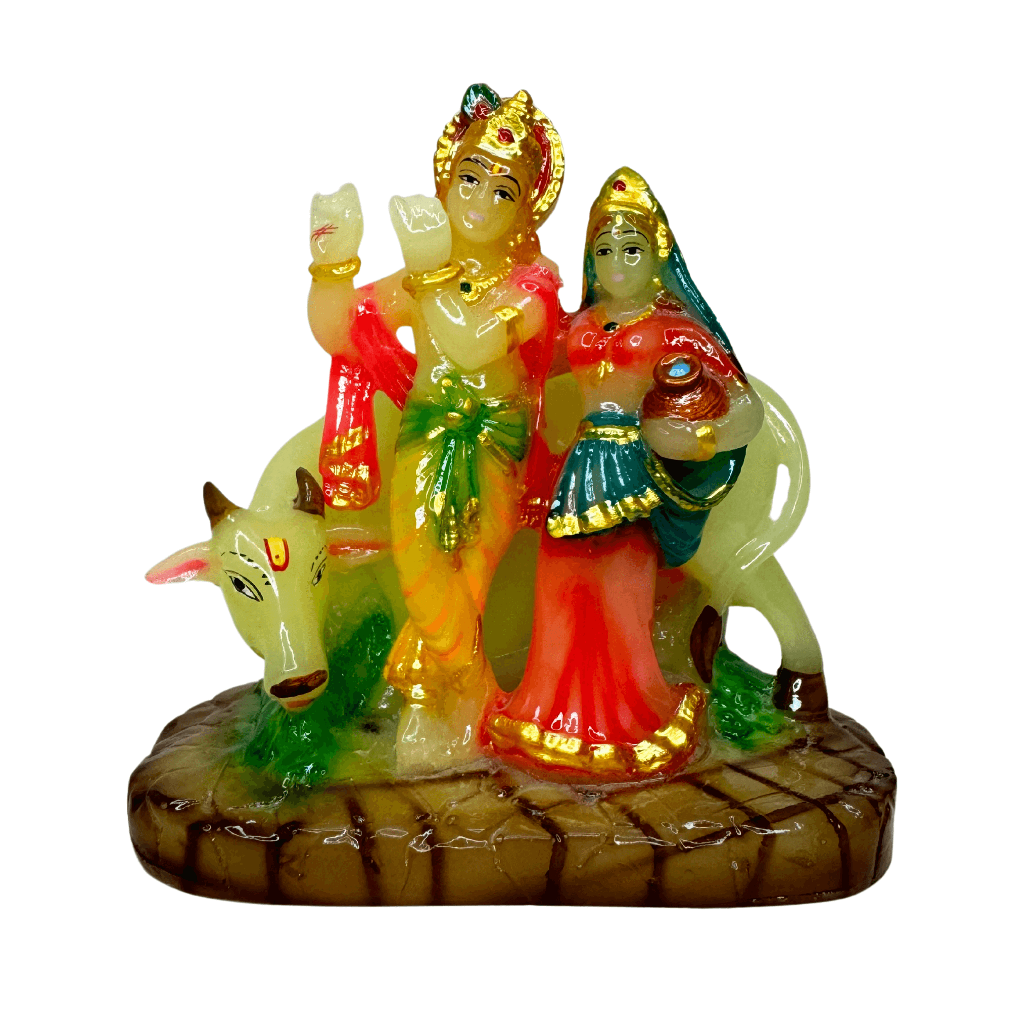 Glow in The Dark Pisa Green Radium Radha Krishna Statue Murti Idol