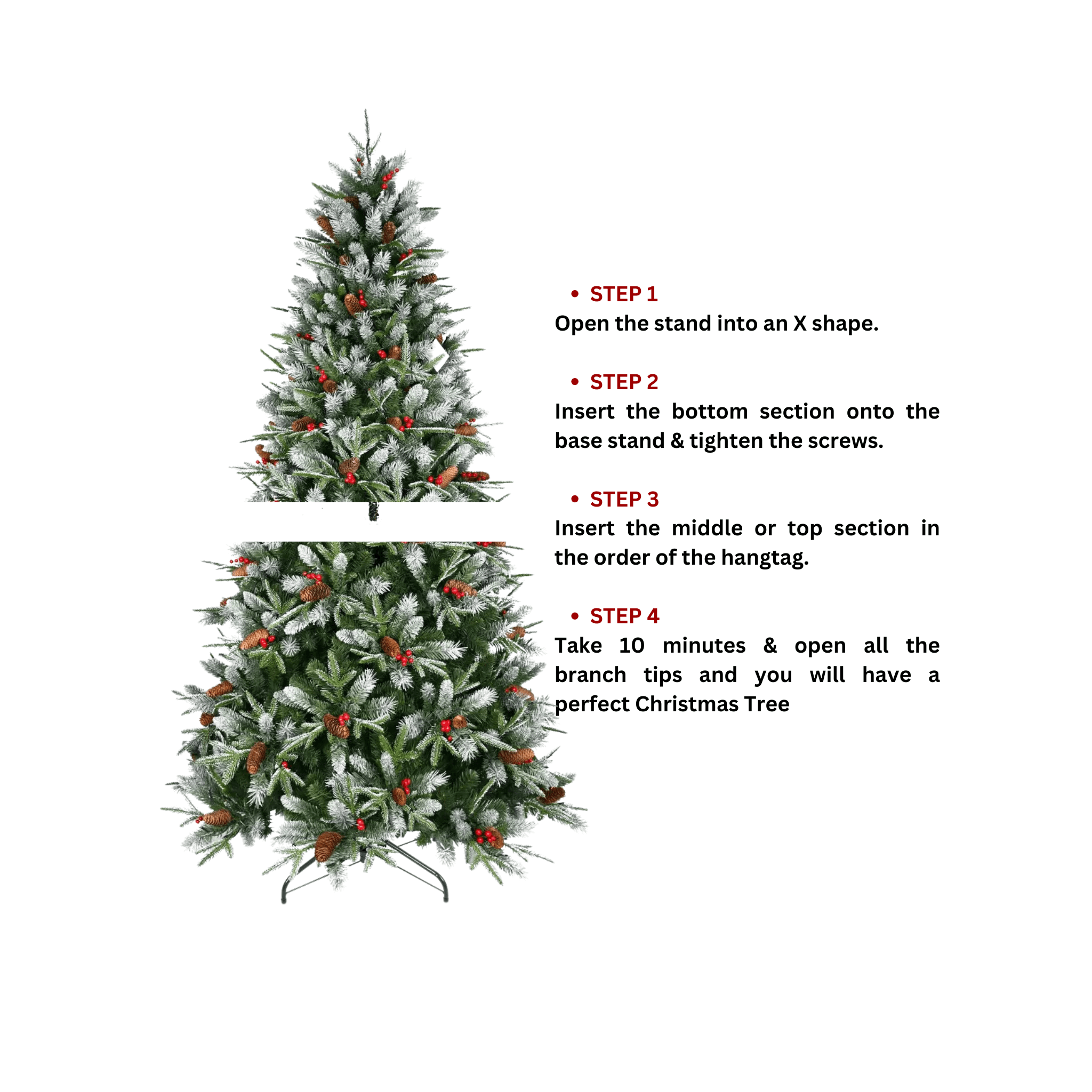 Artificial Europeon Cherry Snow Pine Christmas Tree 5 Feet