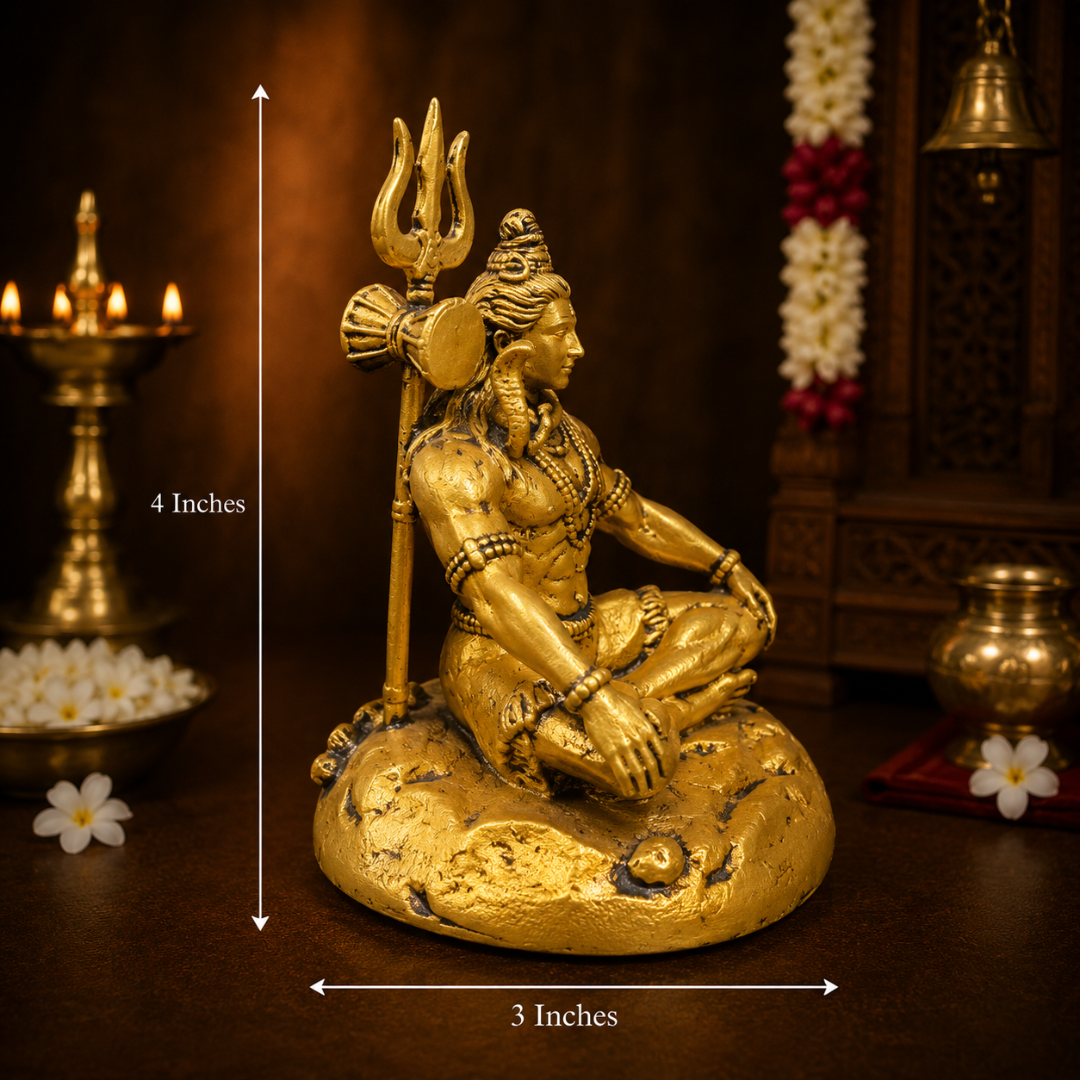 Shivji Meditation God Idol in Premium Gift Box ( 2.5 x 4 Inches, Gold Resin)