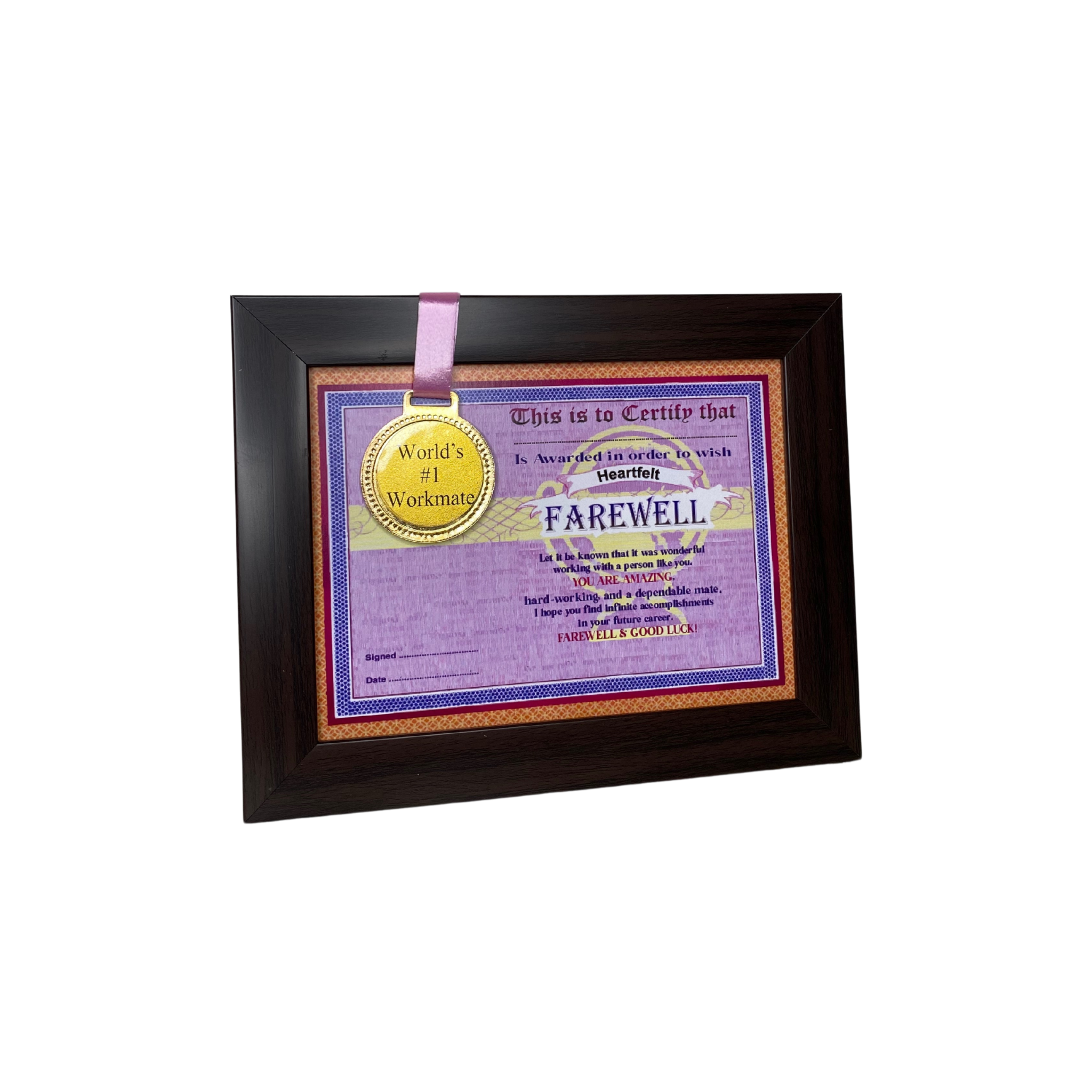 The World's Best Father Framed Certificate with World's #1 Father Gold Medal- Unique Gifts for Father