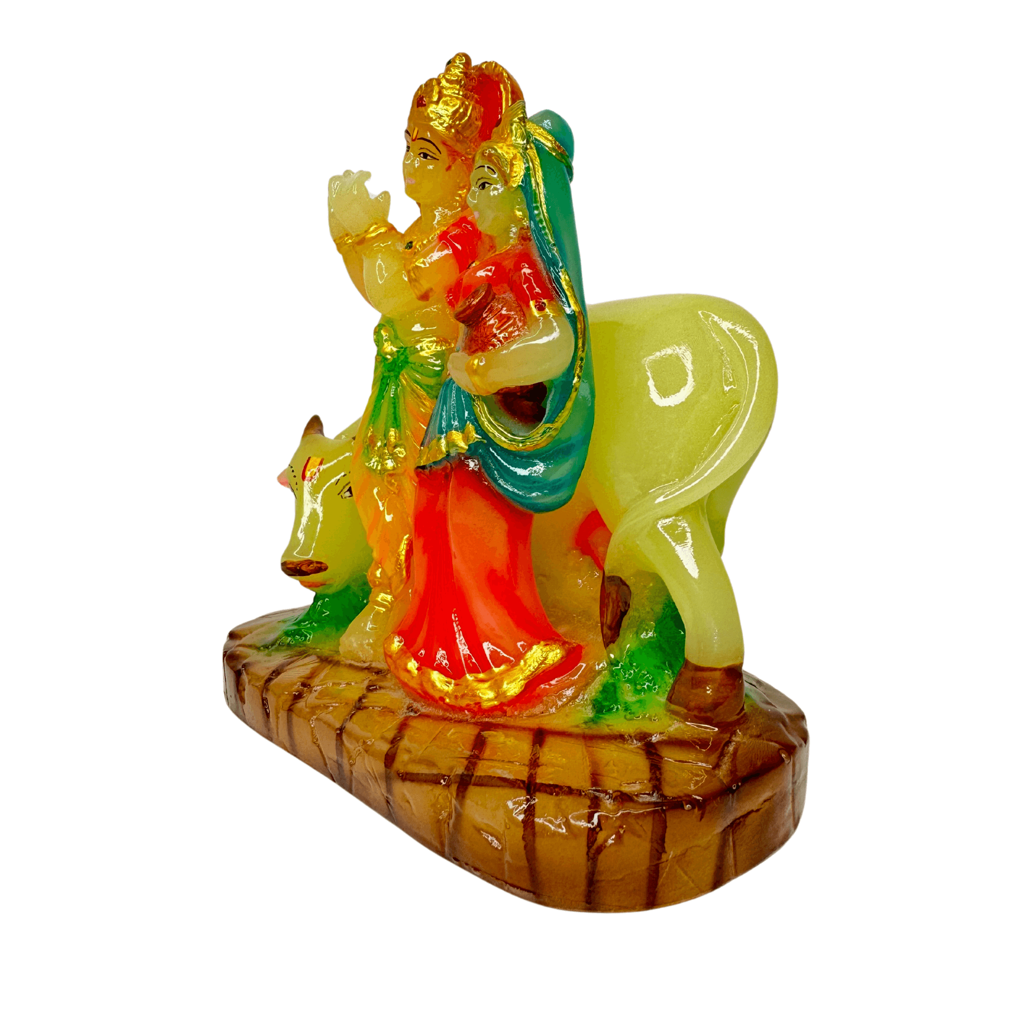 Glow in The Dark Pisa Green Radium Radha Krishna Statue Murti Idol