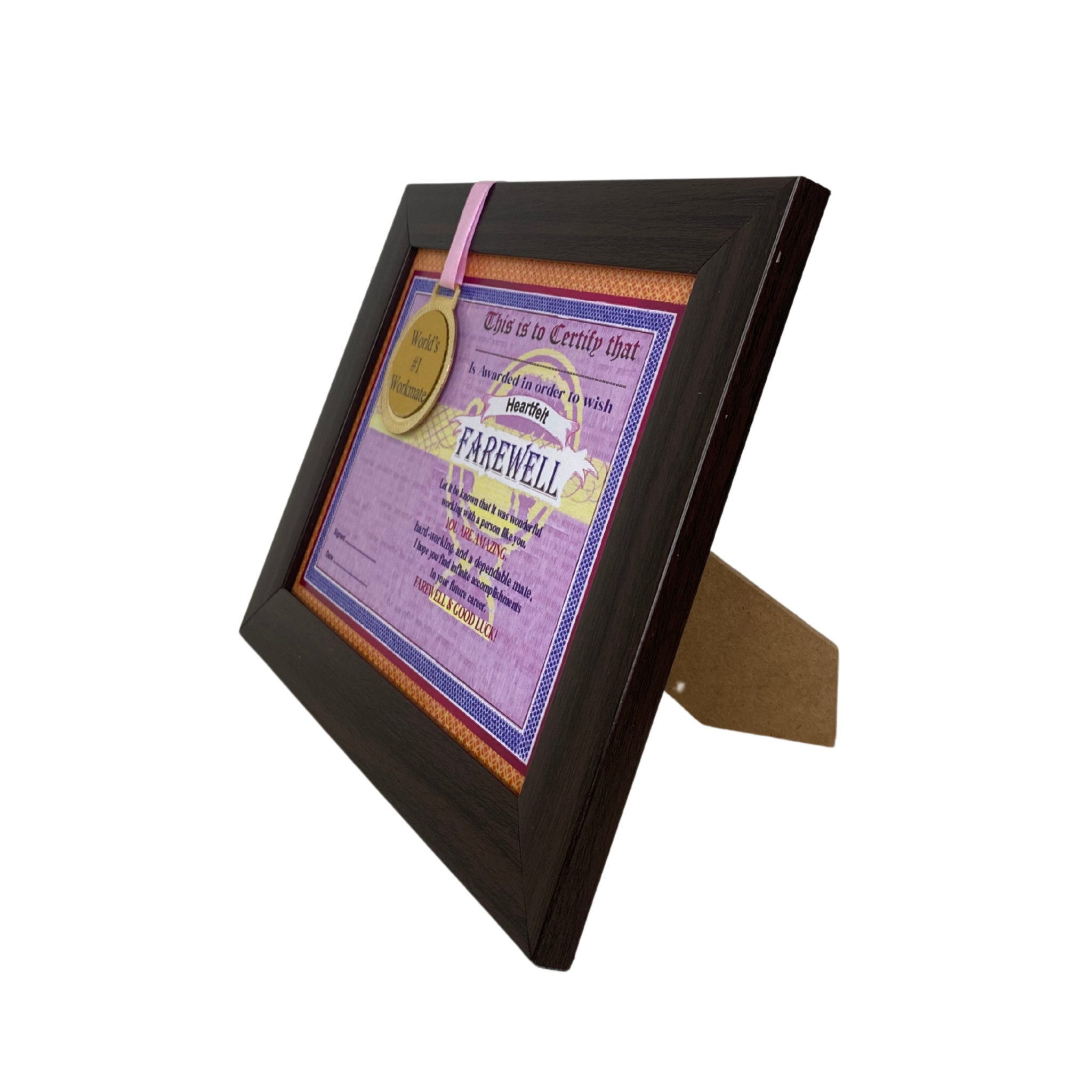 The World's Best Father Framed Certificate with World's #1 Father Gold Medal- Unique Gifts for Father