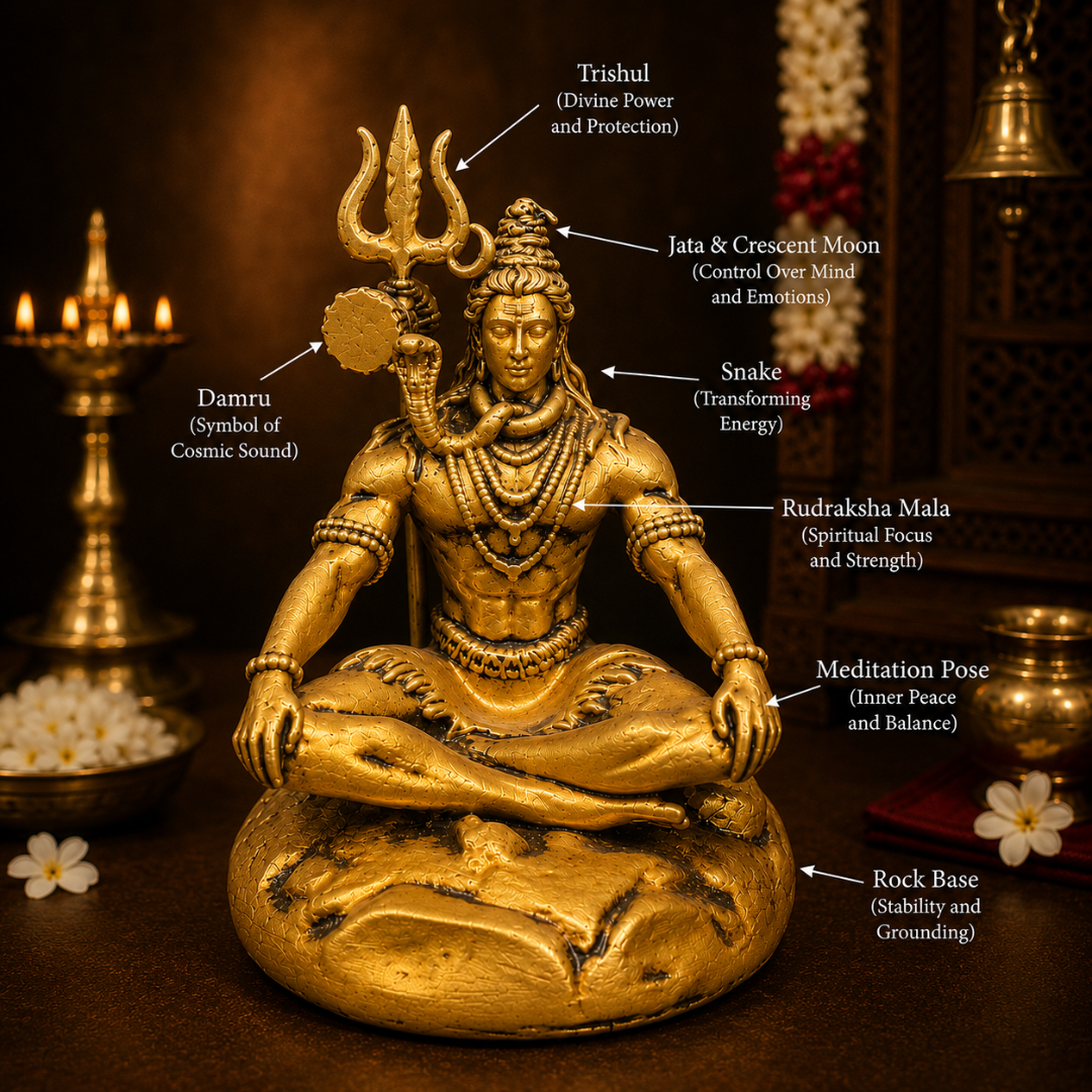 Shivji Meditation God Idol in Premium Gift Box ( 2.5 x 4 Inches, Gold Resin)