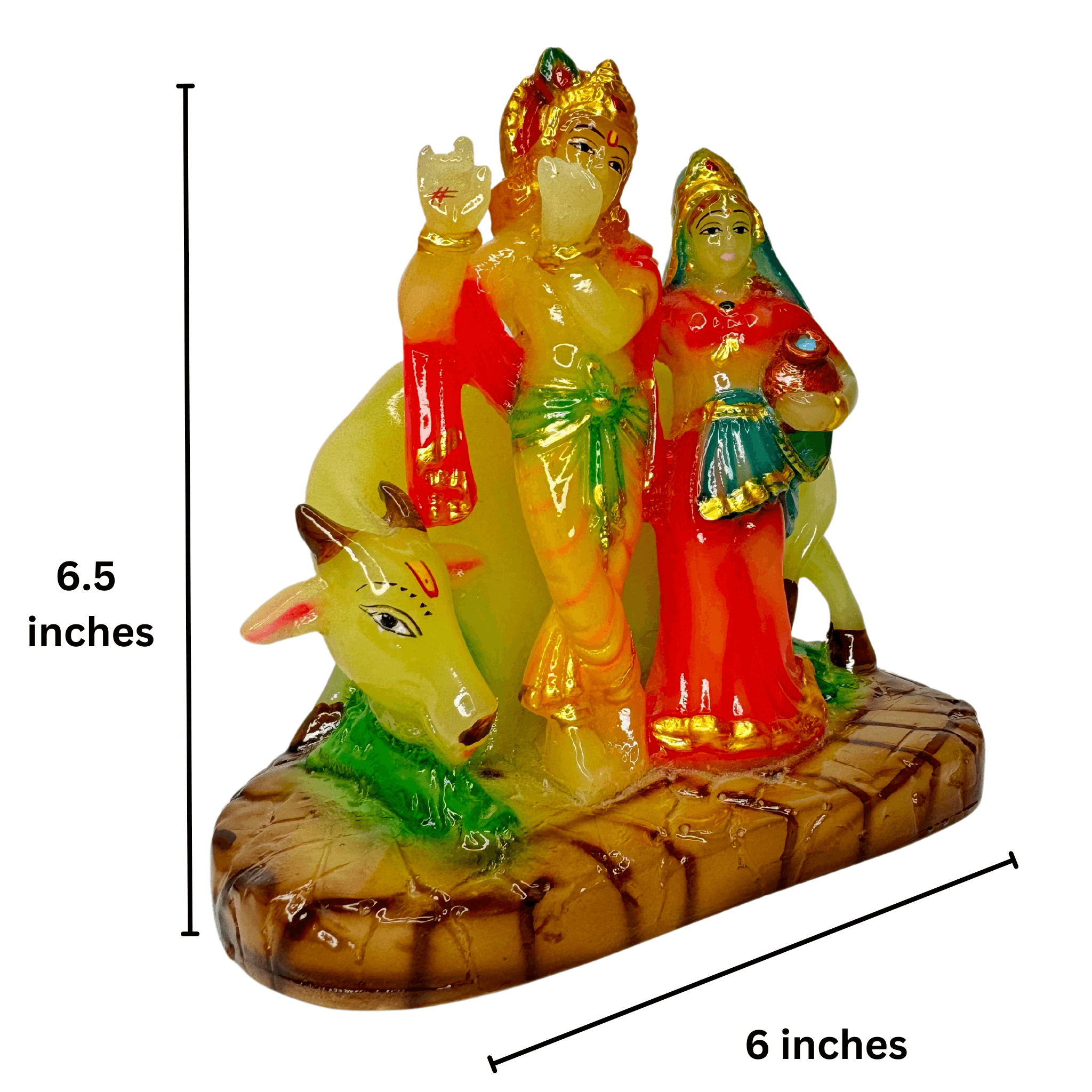 Glow in The Dark Pisa Green Radium Radha Krishna Statue Murti Idol
