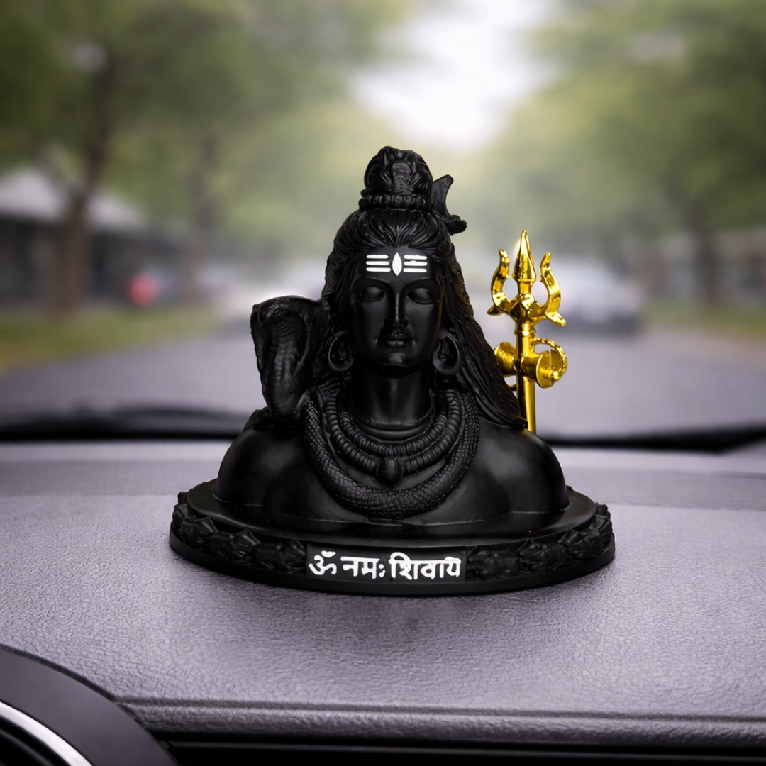 Shiva Idol for Car Dashboard, 8.99 Cm Height, Black, Resin Mahadev Murti