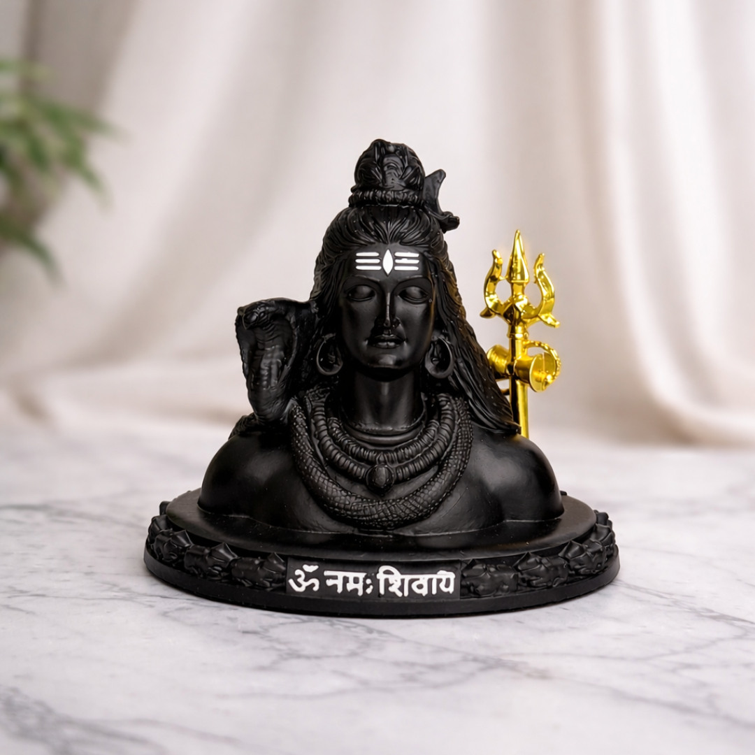 Shiva Idol for Car Dashboard, 8.99 Cm Height, Black, Resin Mahadev Murti