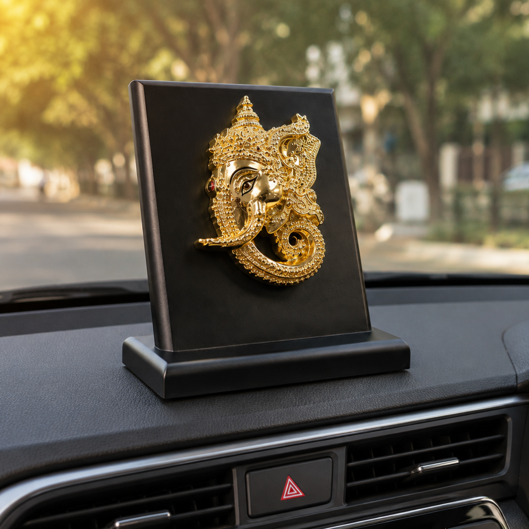 24k Gold Plated Ganesh Ji Idol in Gift Box (5 x 6 Inches)
