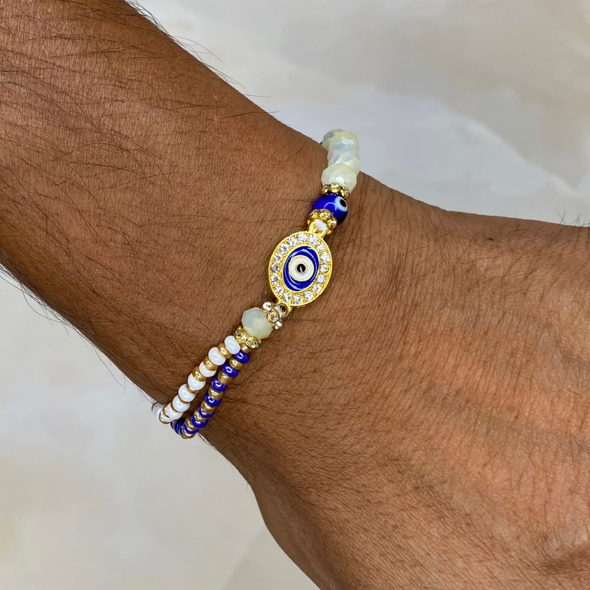 Evil Eye Bracelet Rakhi With Rakhi Greeting Card