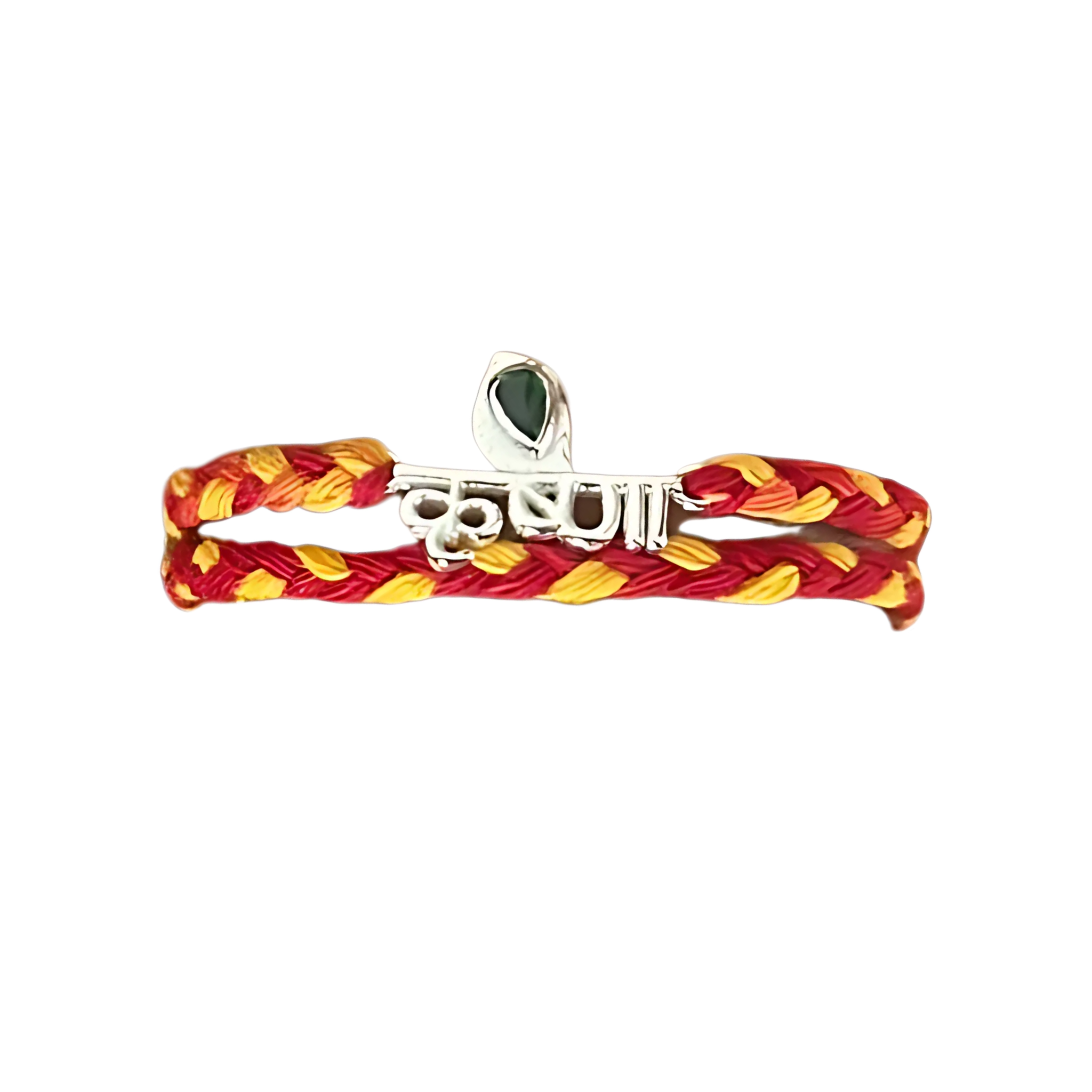 Krishna Silver Rakhi for Brother with Roli Chawal and Greeting Card For Brother Bro Bhaiya Bhai Rakhi Gift Combo