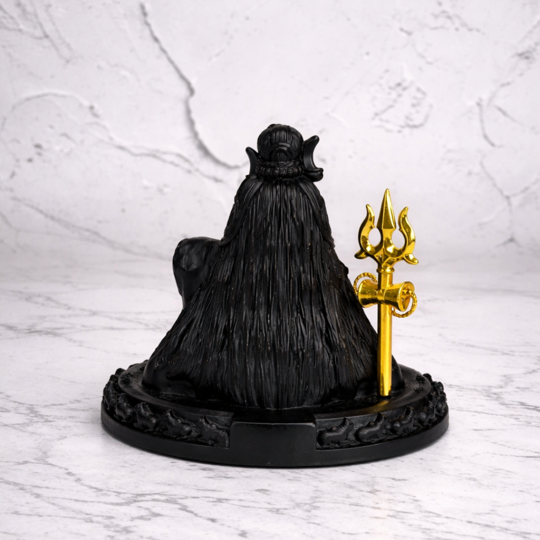 Shiva Idol for Car Dashboard, 8.99 Cm Height, Black, Resin Mahadev Murti