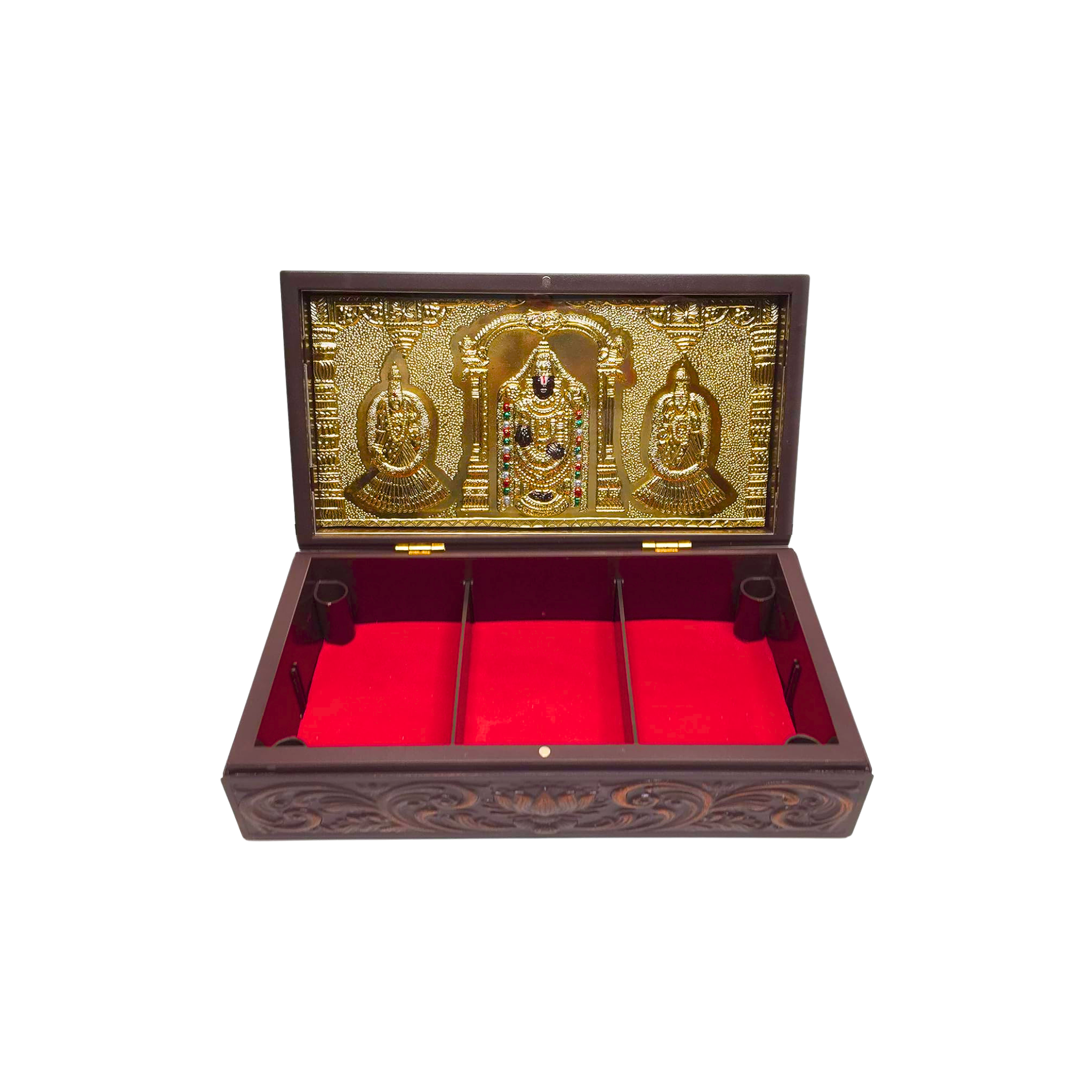 Gold Plated Shree Venkateshawara Figurine in Decorative Box with Chandan Fragrance