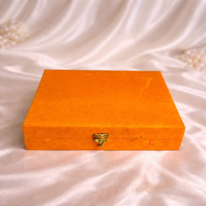 Luxury Ganesha Chalisa Silver Plated Gift Hamper in Velvet Box with Wooden Ganesha Idol, Hanuman Chalisa, Bell & Diya