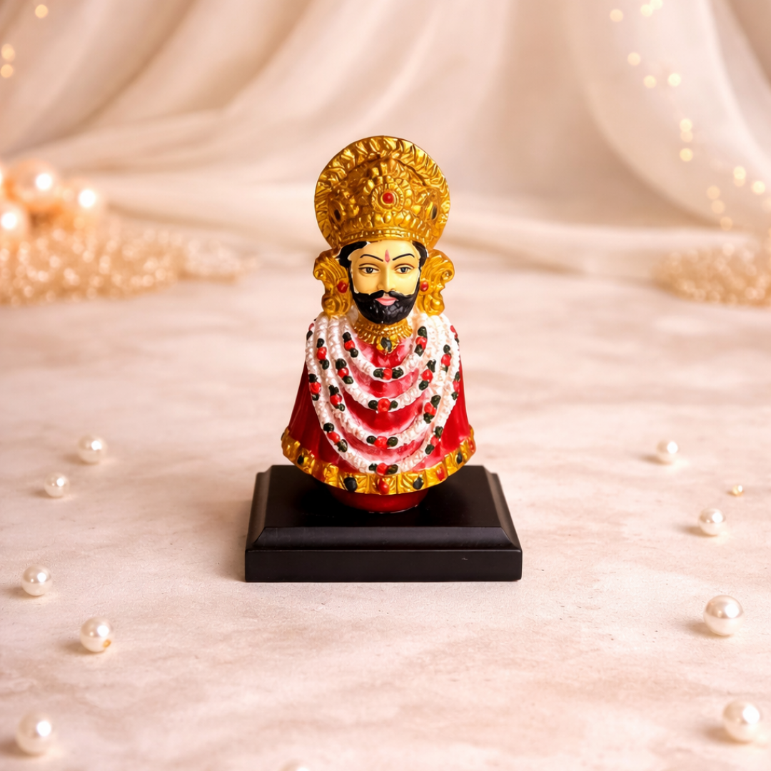 Luxury Khatu Shyam Chalisa Gift Hamper in Velvet Box with Wooden Shree Khatu Shyam Chalisa, Pooja Samagri & Khatu Shyam Murti