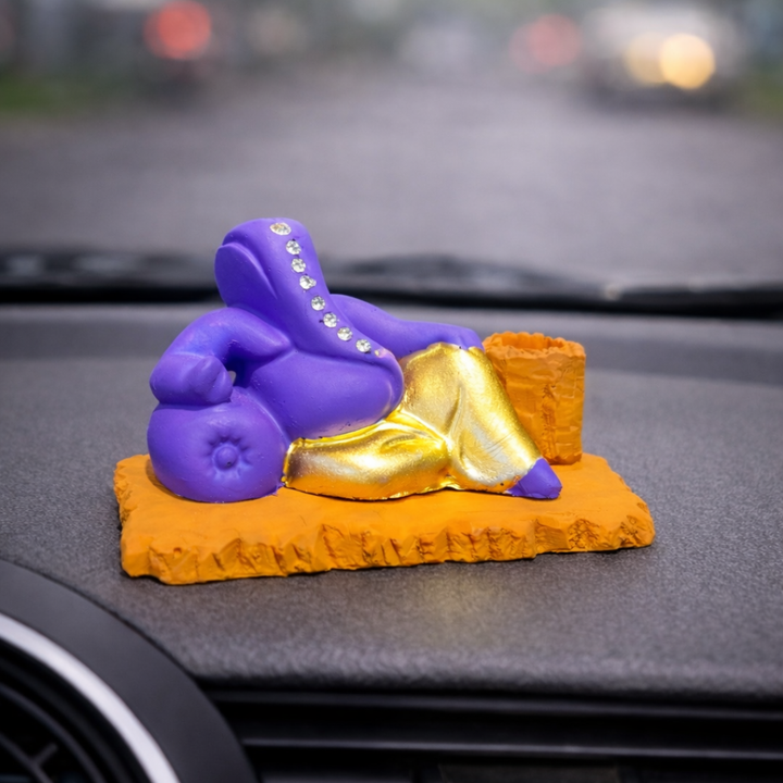 Decorative Ganesha Murti Idol Statue Showpiece Figurine (Resin, Multi, 12 cm)