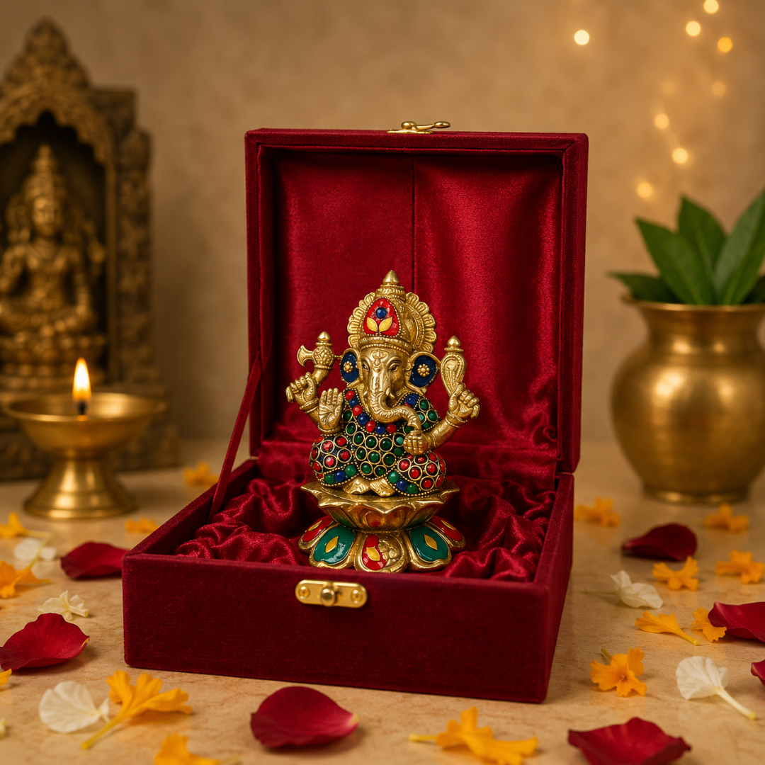 100% Pure Brass Lord Ganesha Idol (5 Inches)