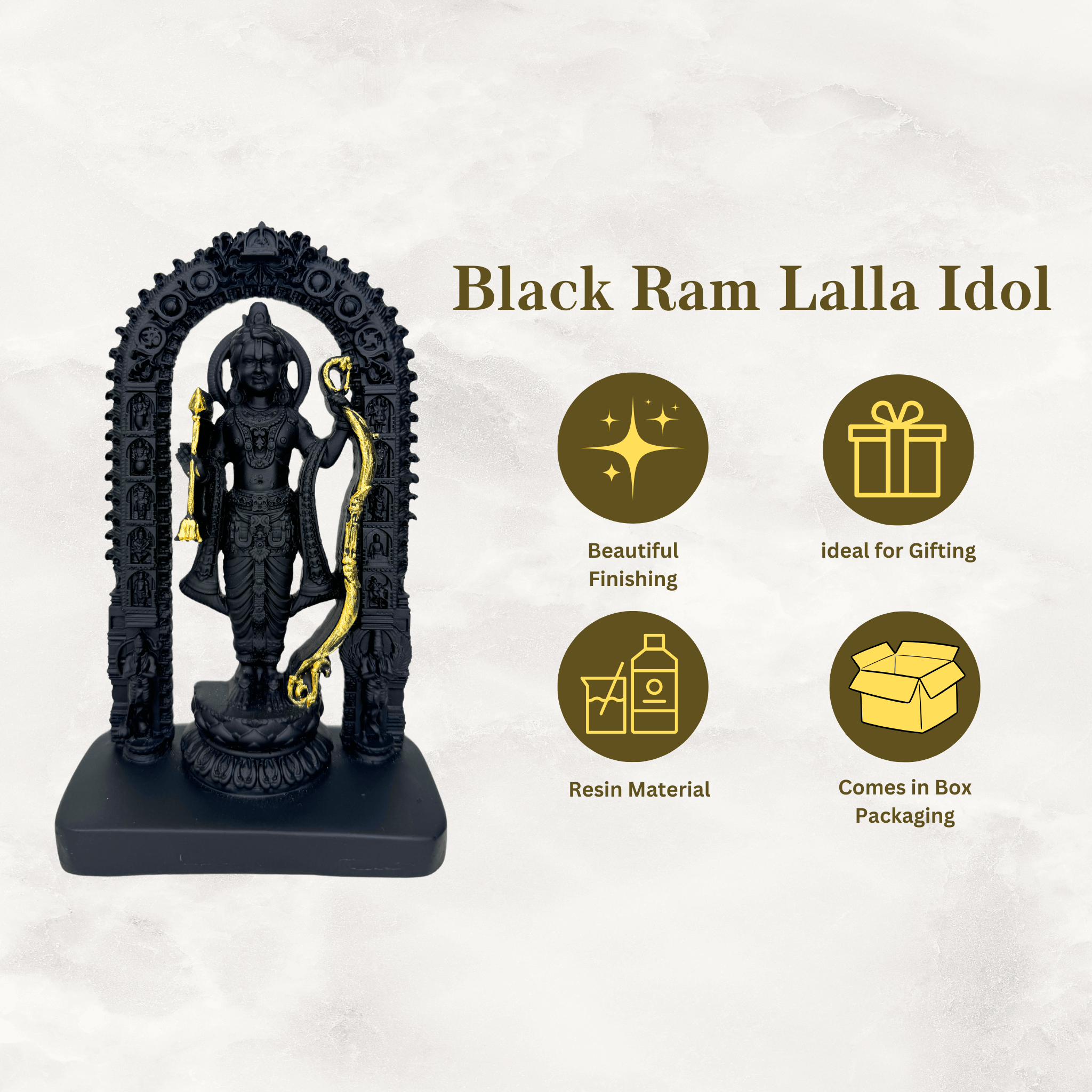 Ram Lalla Idol Statue Showpiece Murti (Black, 7 x 4 inches)