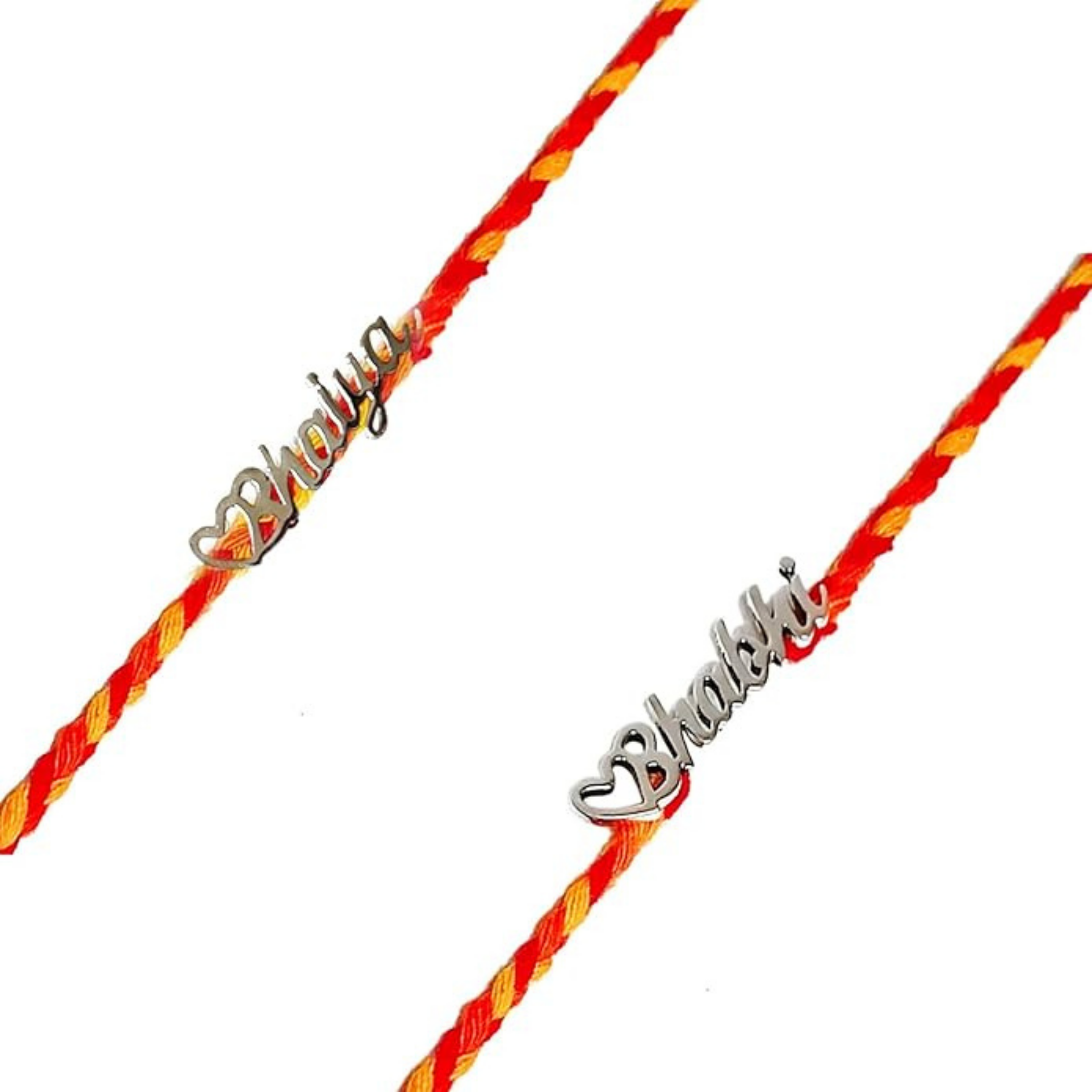 Bhaiya Bhabhi Rakhi Set - Happy Rakhi Greeting Card with Silver Rakhi for Bhaiya and Bhabhi