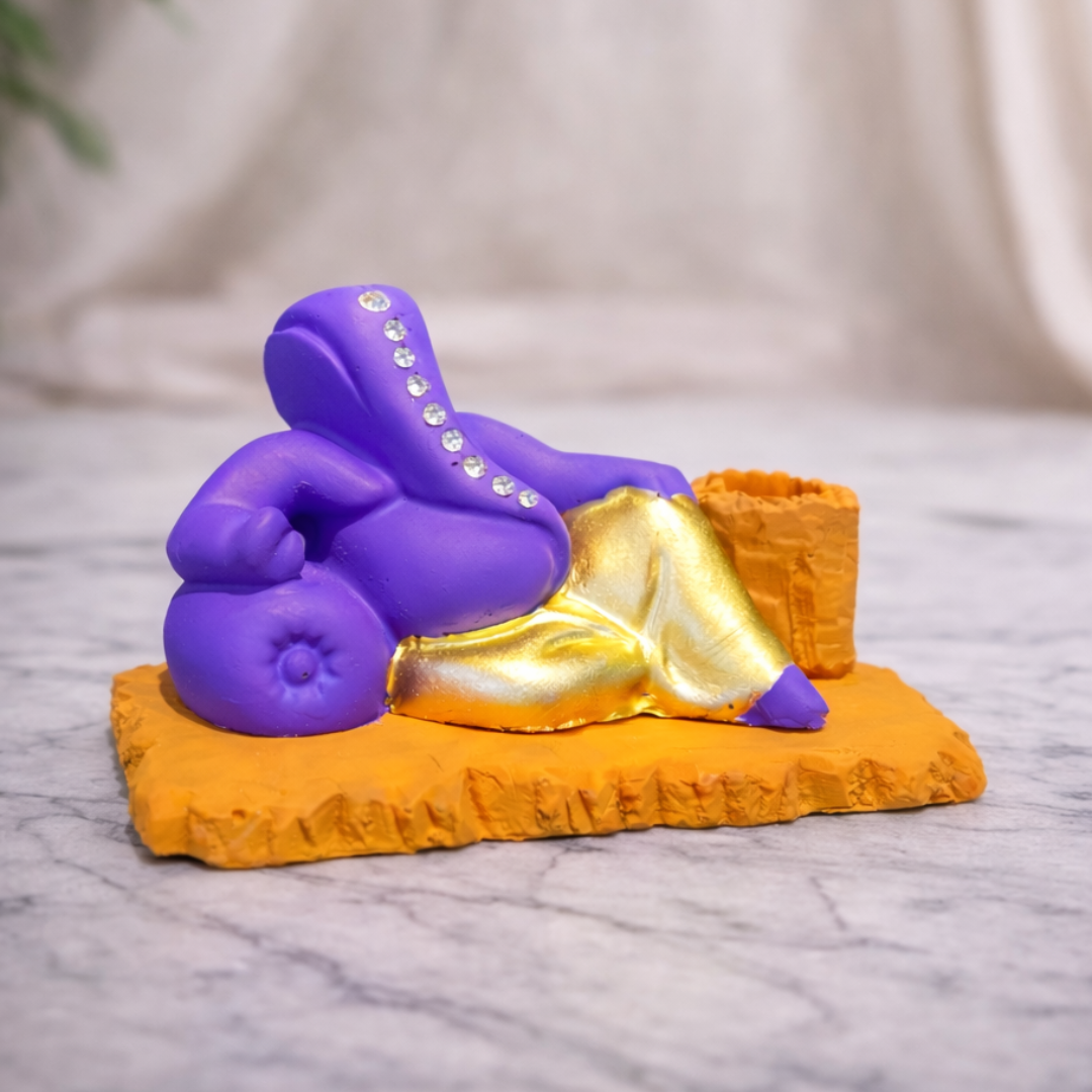 Decorative Ganesha Murti Idol Statue Showpiece Figurine (Resin, Multi, 12 cm)