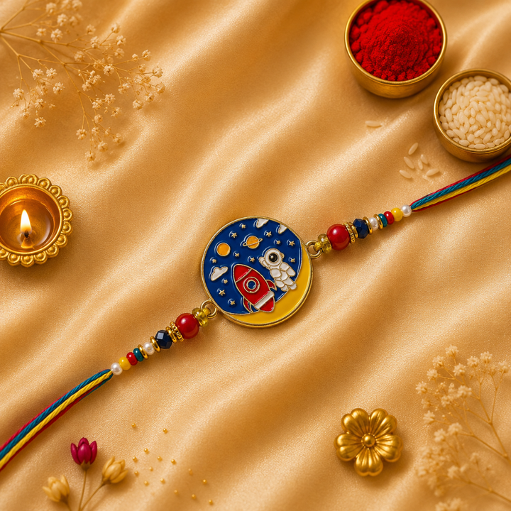Astronaut Kids Rakhi with Greeting Card for Kids - Rakhi for Kids Boy & Girl Brother/Sister Childern