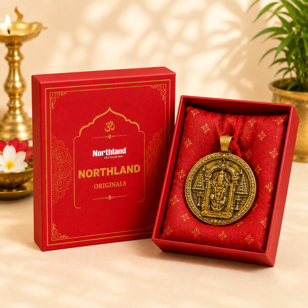Tirupati Balaji Car Hanging with Thread (2.5 Inches, Gold, Resin)