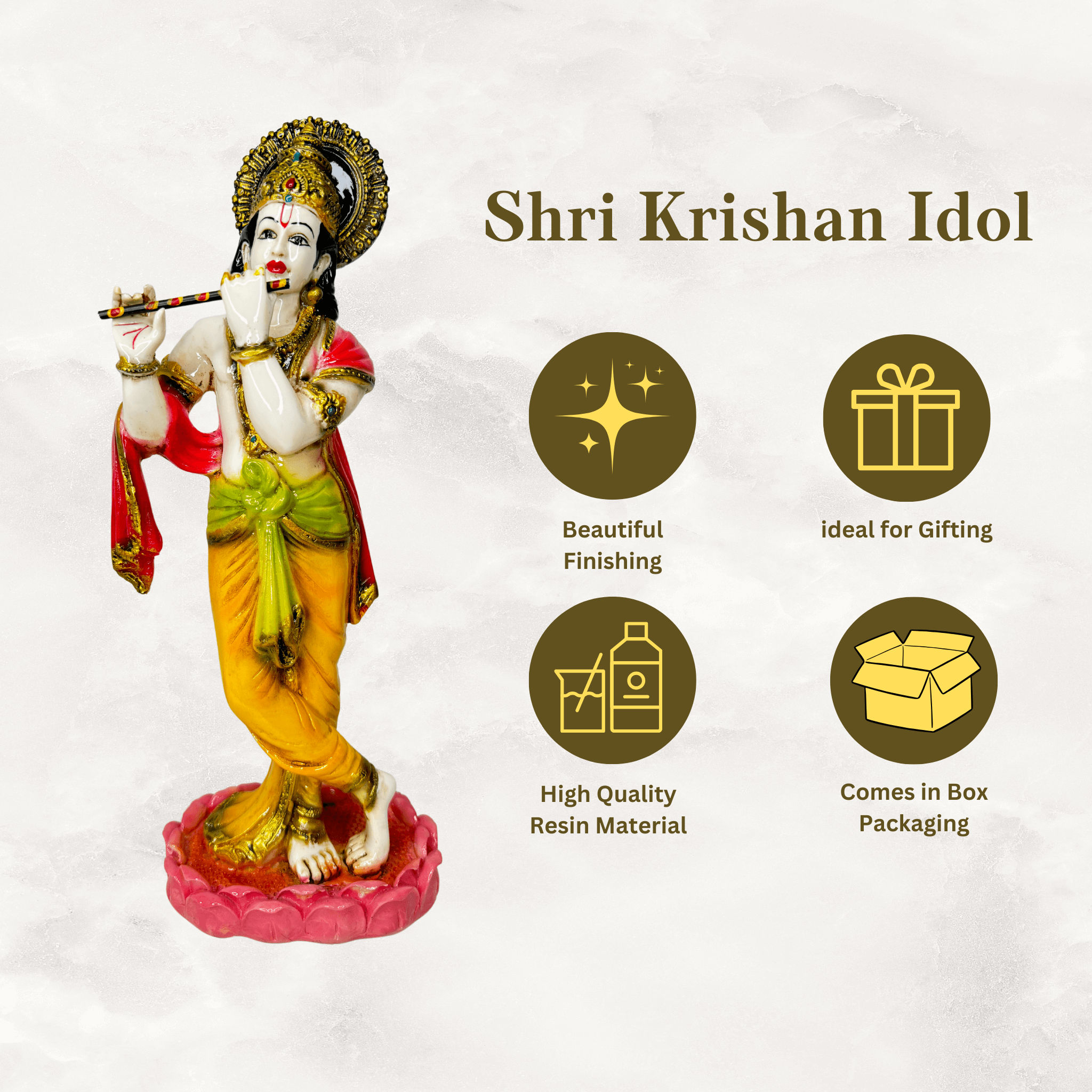 Lord Krishna Idol Big Size  (Size: 6 x 16 inches)