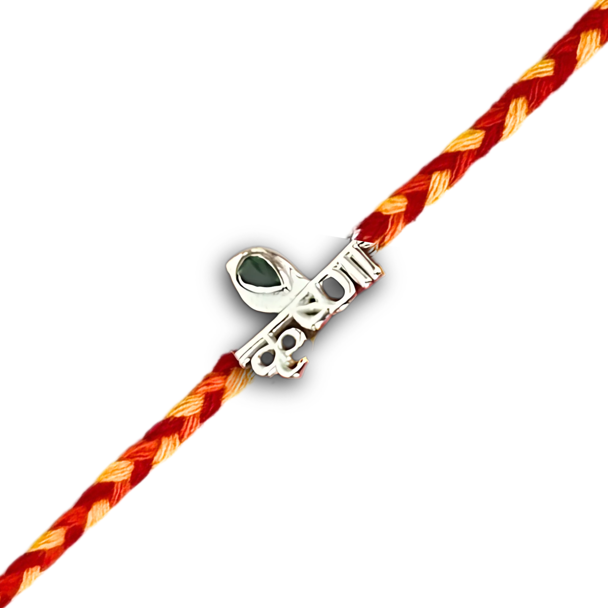 Krishna Silver Rakhi for Brother with Roli Chawal and Greeting Card For Brother Bro Bhaiya Bhai Rakhi Gift Combo