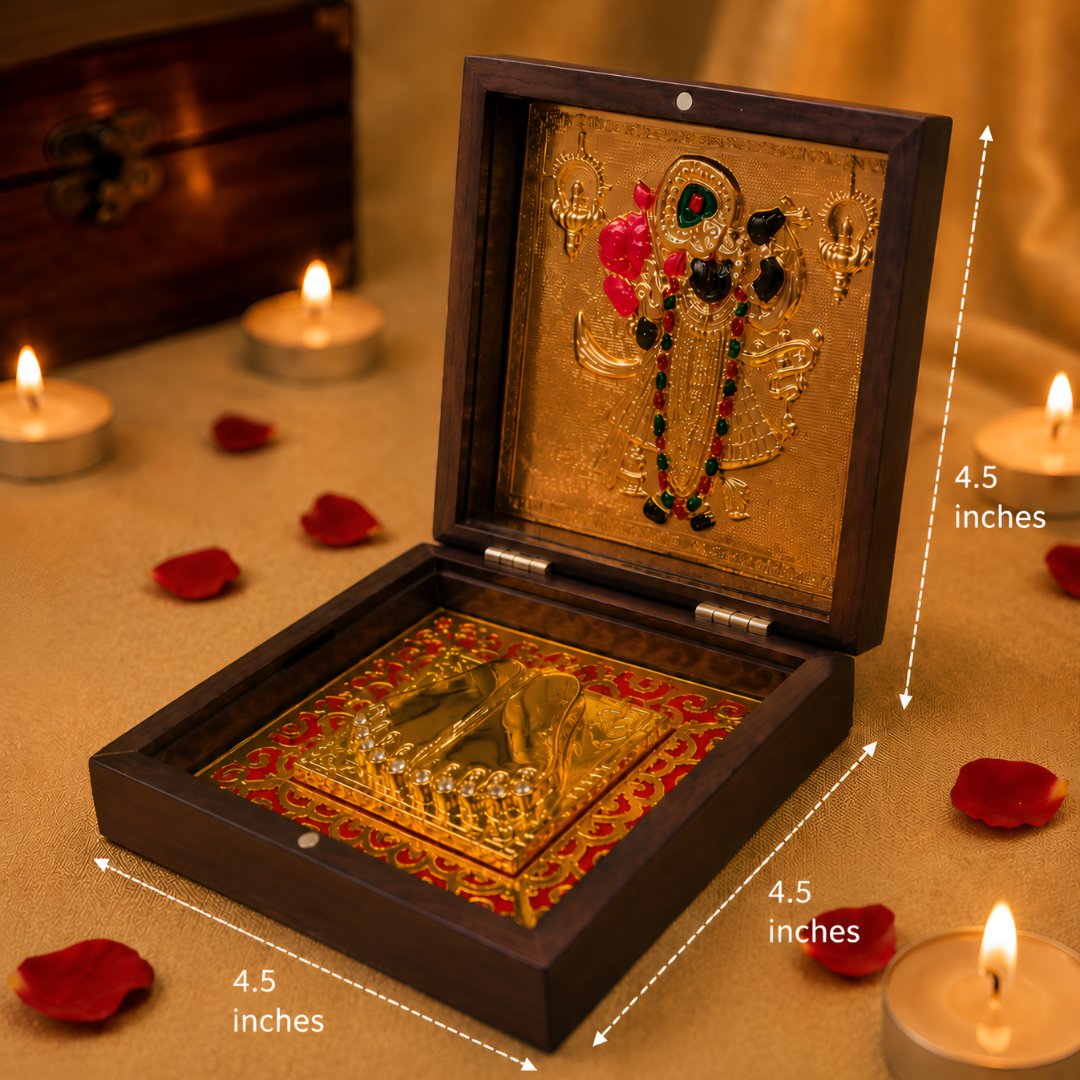 24KT Gold Plated Lord Krishna Idol with Charan Paduka