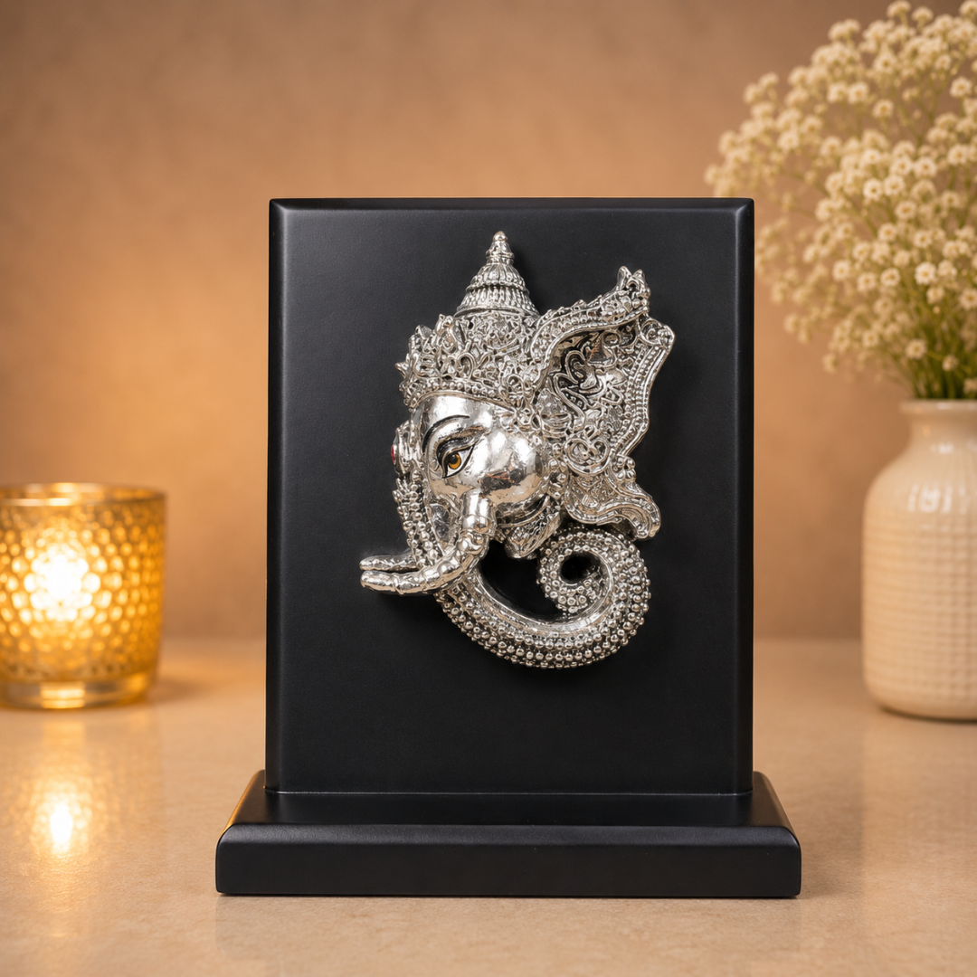 999 Silver Plated Ganesh Ji Idol in Gift Box (5 x 6 Inches)