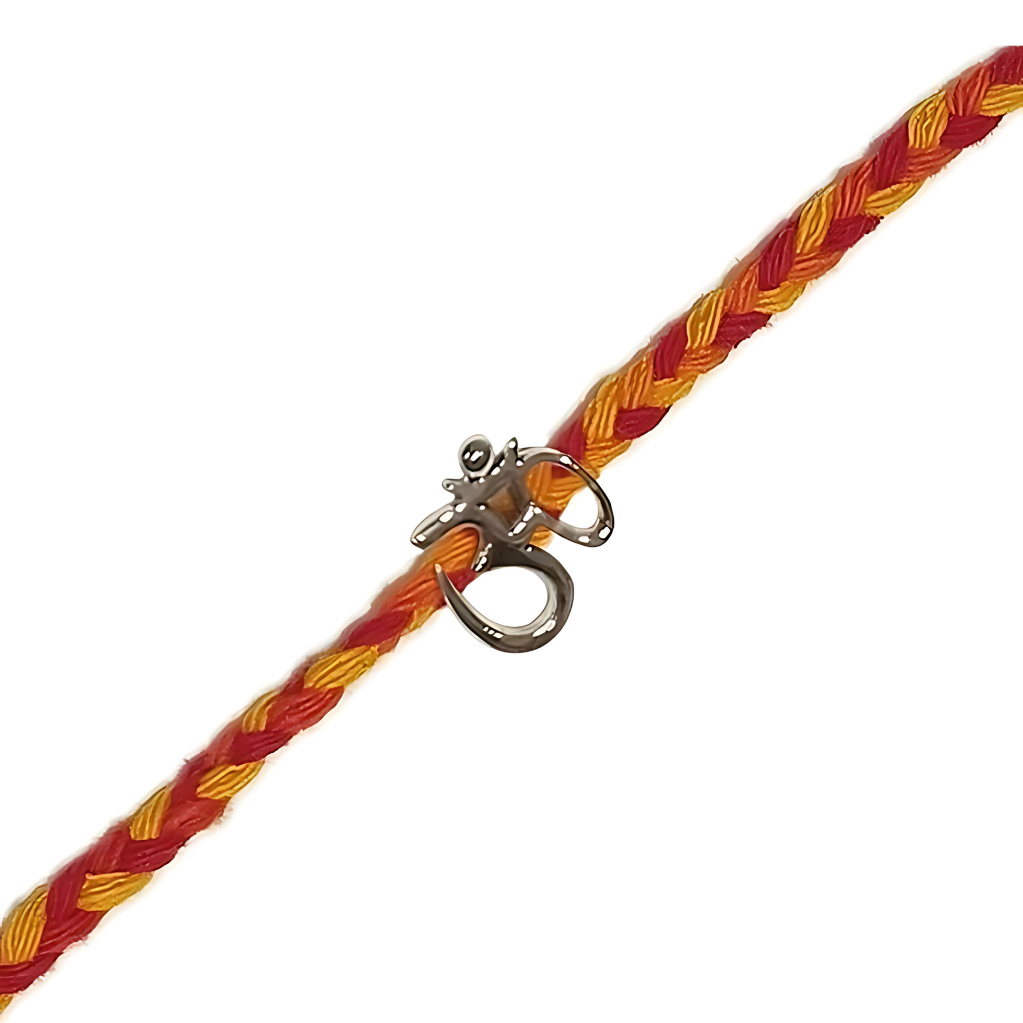 Happy Rakhi Greeting Card with Om Silver Rakhi for Brother