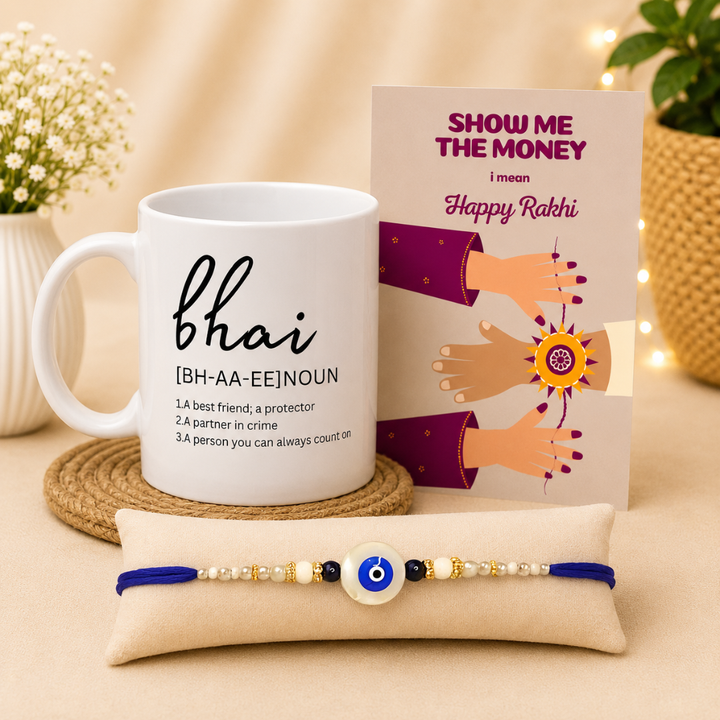 Evil Eye Elegant Rakhi Gift Combo with Chocolate