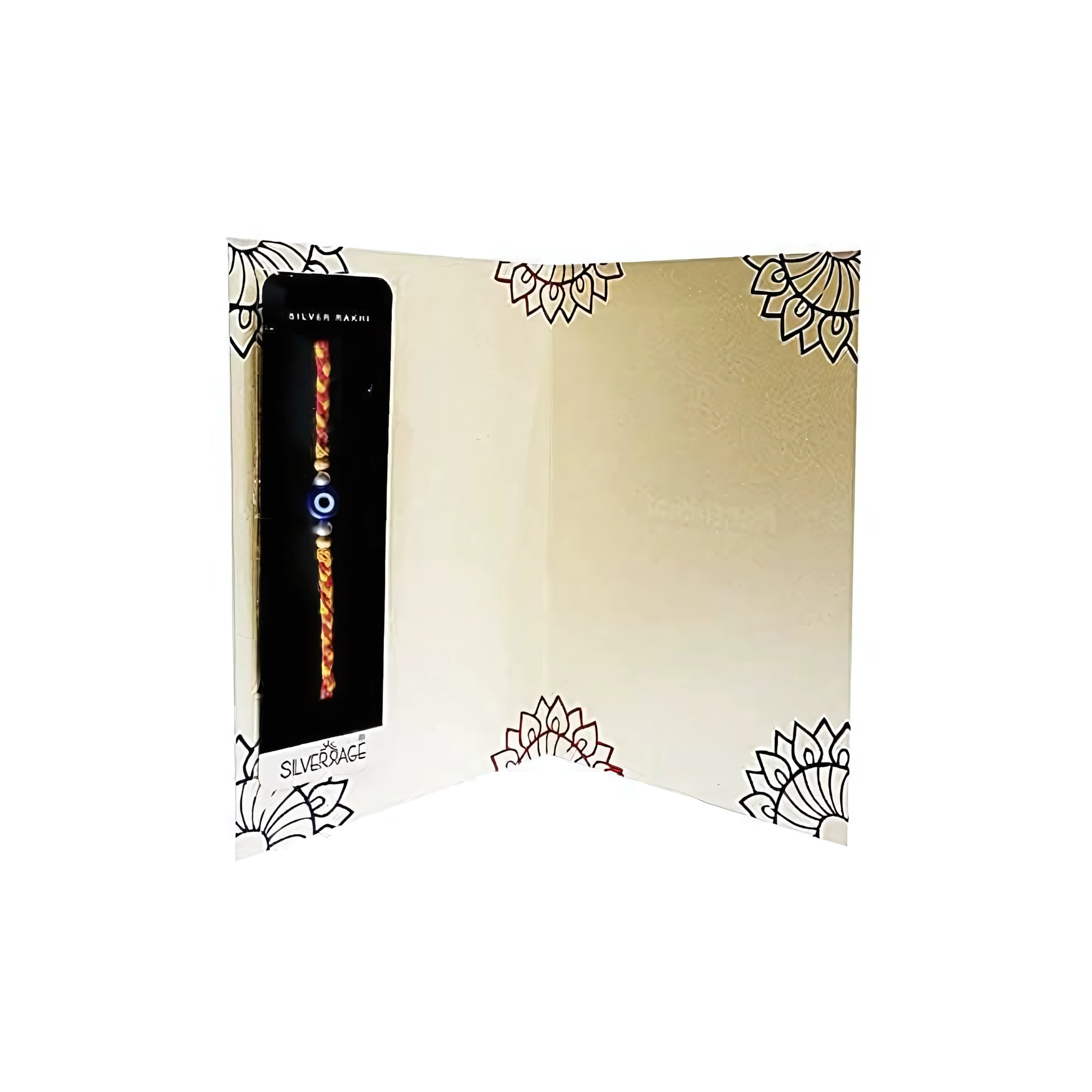 Evil Eye Silver Rakhi with Roli Chawal and Greeting Card for Brother