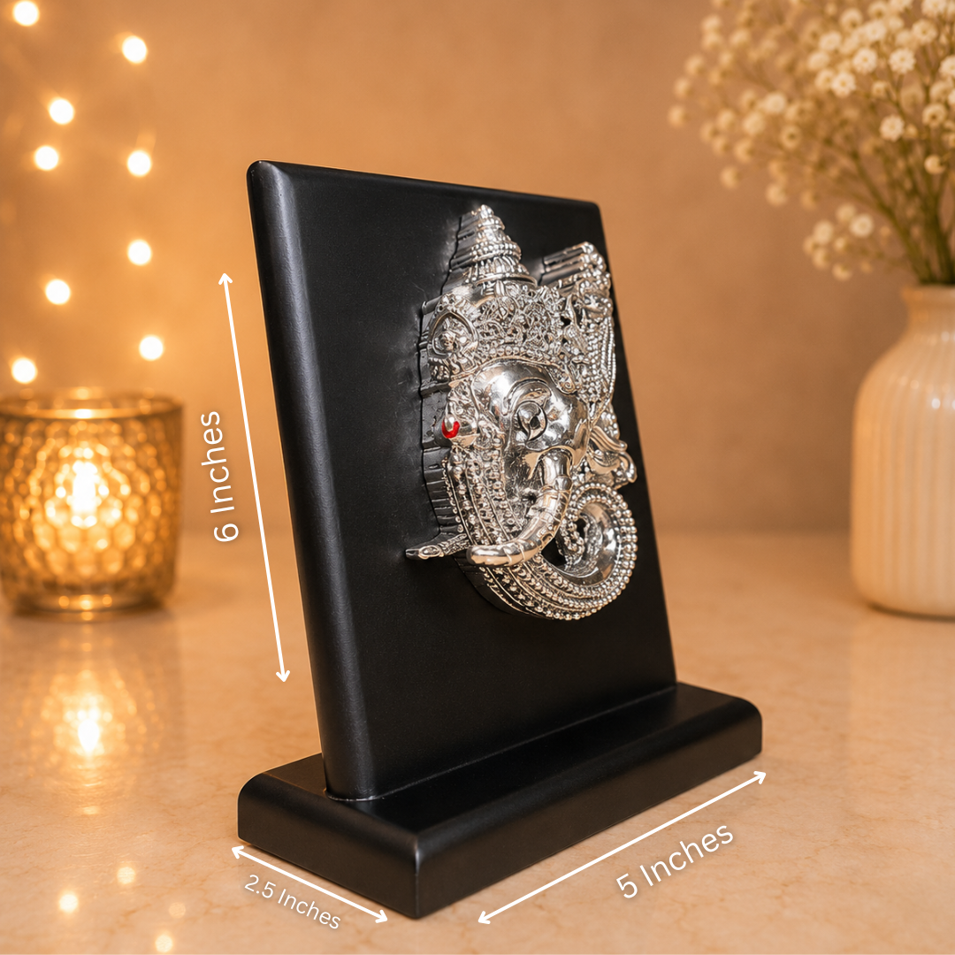 999 Silver Plated Ganesh Ji Idol in Gift Box (5 x 6 Inches)