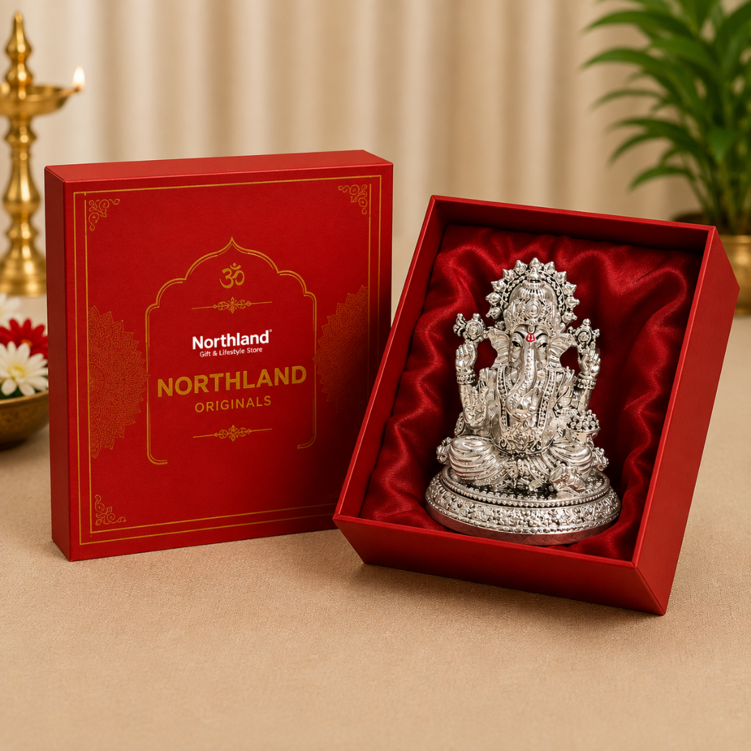 999 Silver Plated Ganesha Idol with Premium Gift Box
