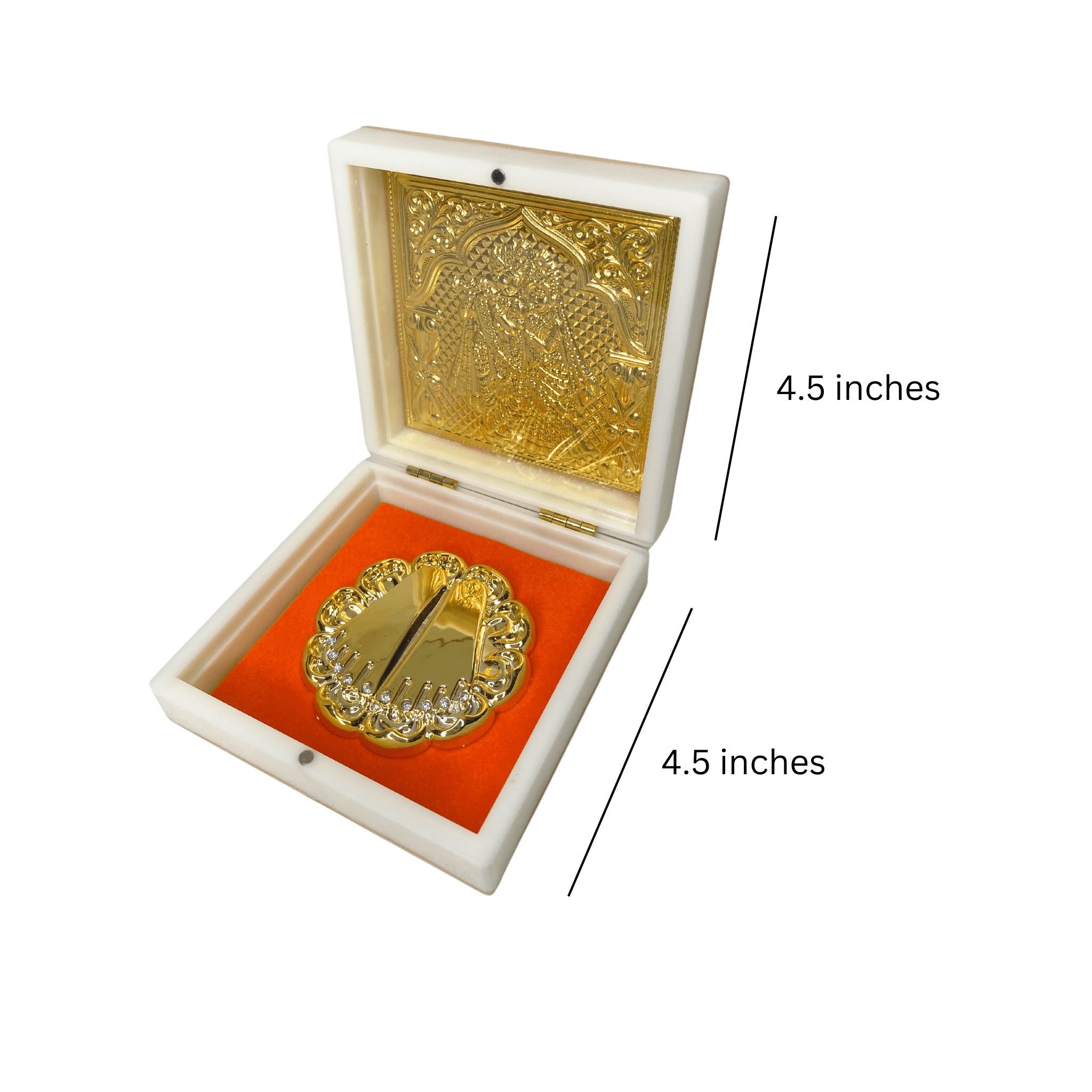 24KT Gold Plated Radha Krishna Idol with Charan Paduka