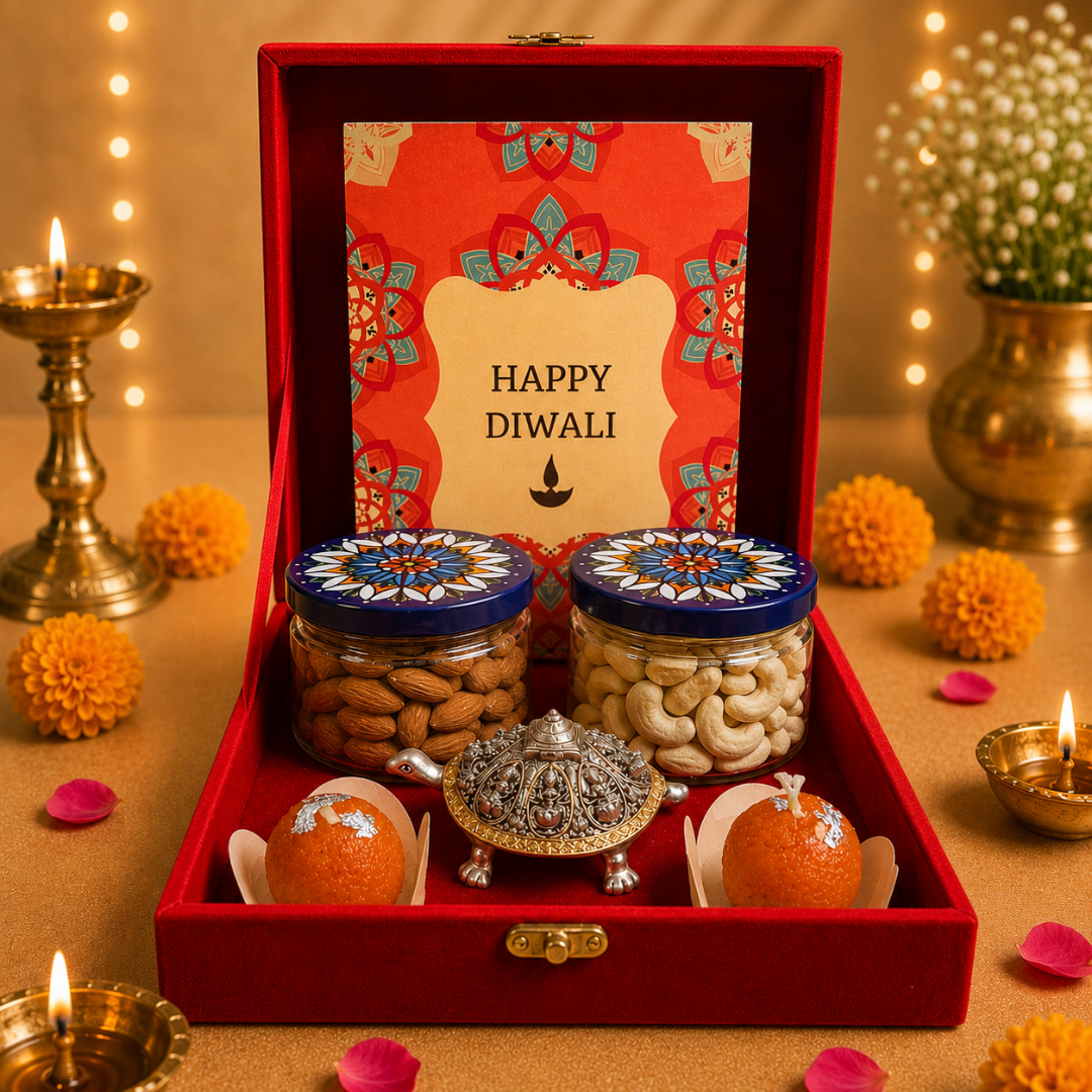Silver Diwali Gift Hamper in Velvet Box