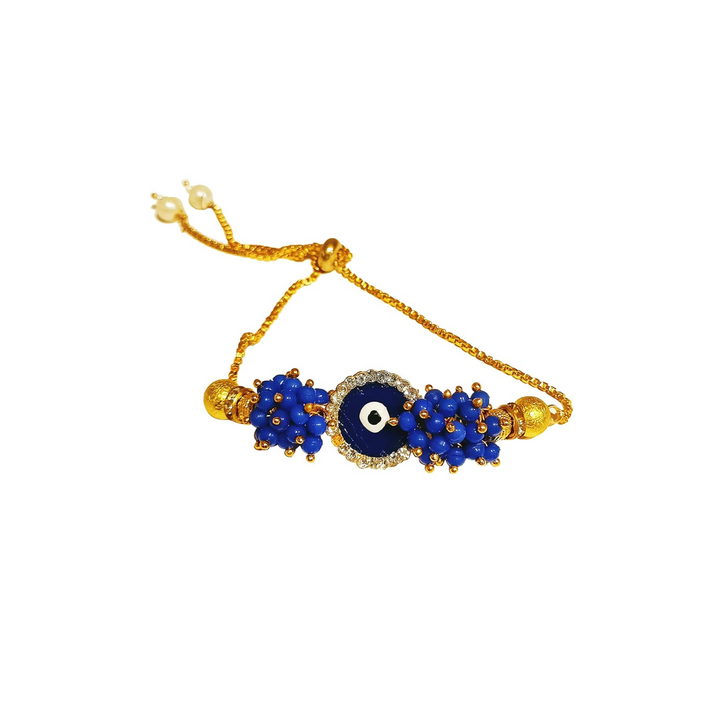 Luxury Bhaiya Bhabhi Gift Combo for RakshaBandhan- Two Golden Mugs, Two Evil Eye Rakhi RakshaBandhan Gift Combo for Bhaiya Bhabhi
