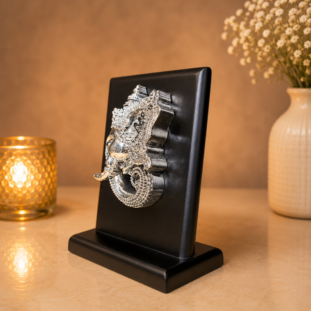 999 Silver Plated Ganesh Ji Idol in Gift Box (5 x 6 Inches)