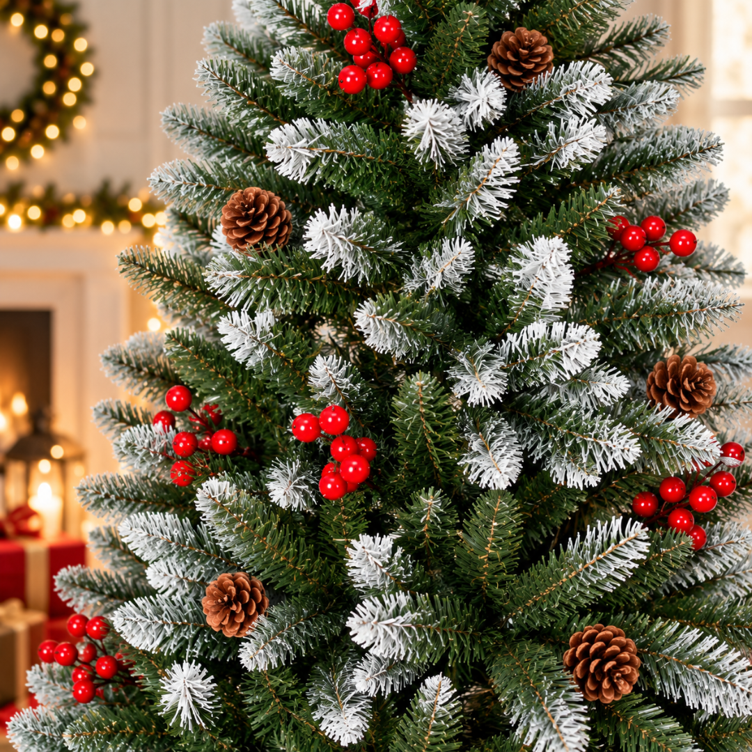 Artificial European Cherry Snow Pine Christmas Tree 5 Feet