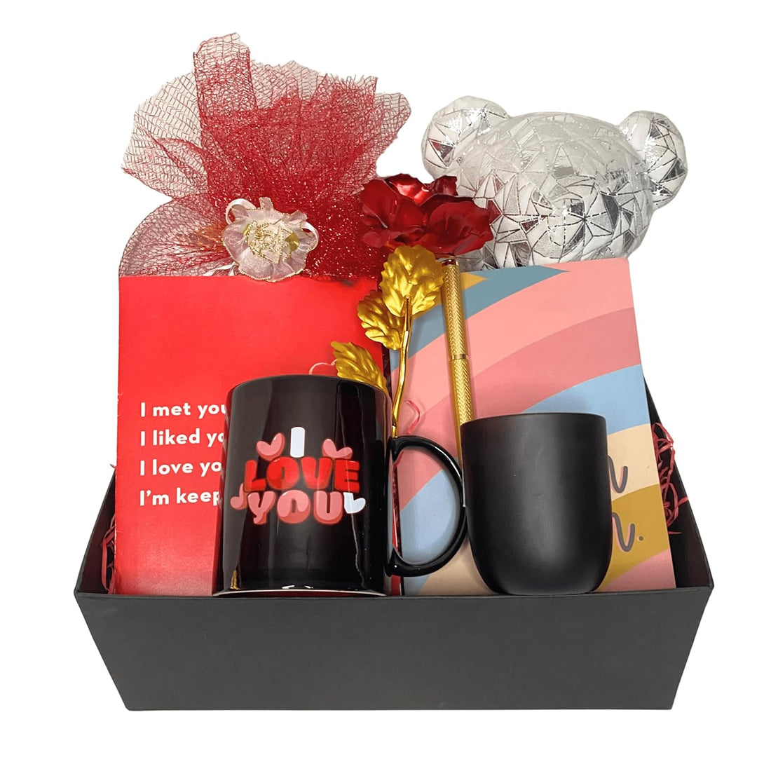 Valentine’s Day Gifts for Women with Greeting Card, Rose, Diary, Pen, Mug, Teddy Bear, Heart Shape Chocolate Pack