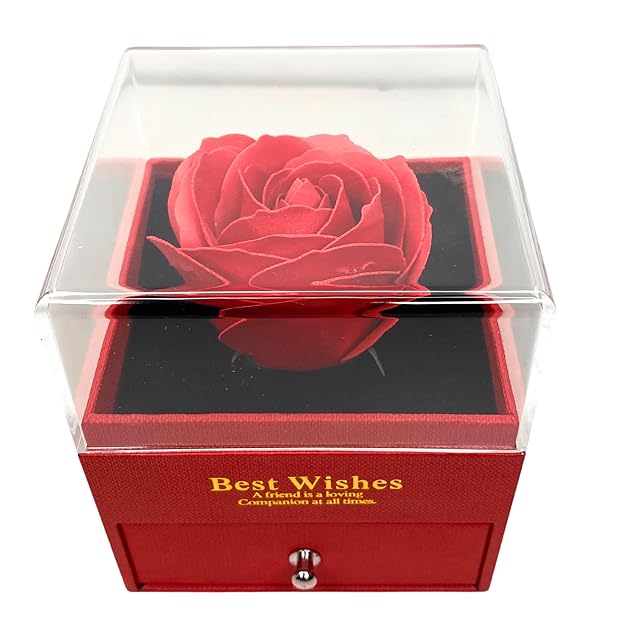 Forever Rose, Heart Shaped Pendant with Golden Detailing & Anti-Tarnish Chain in a Gifting Box